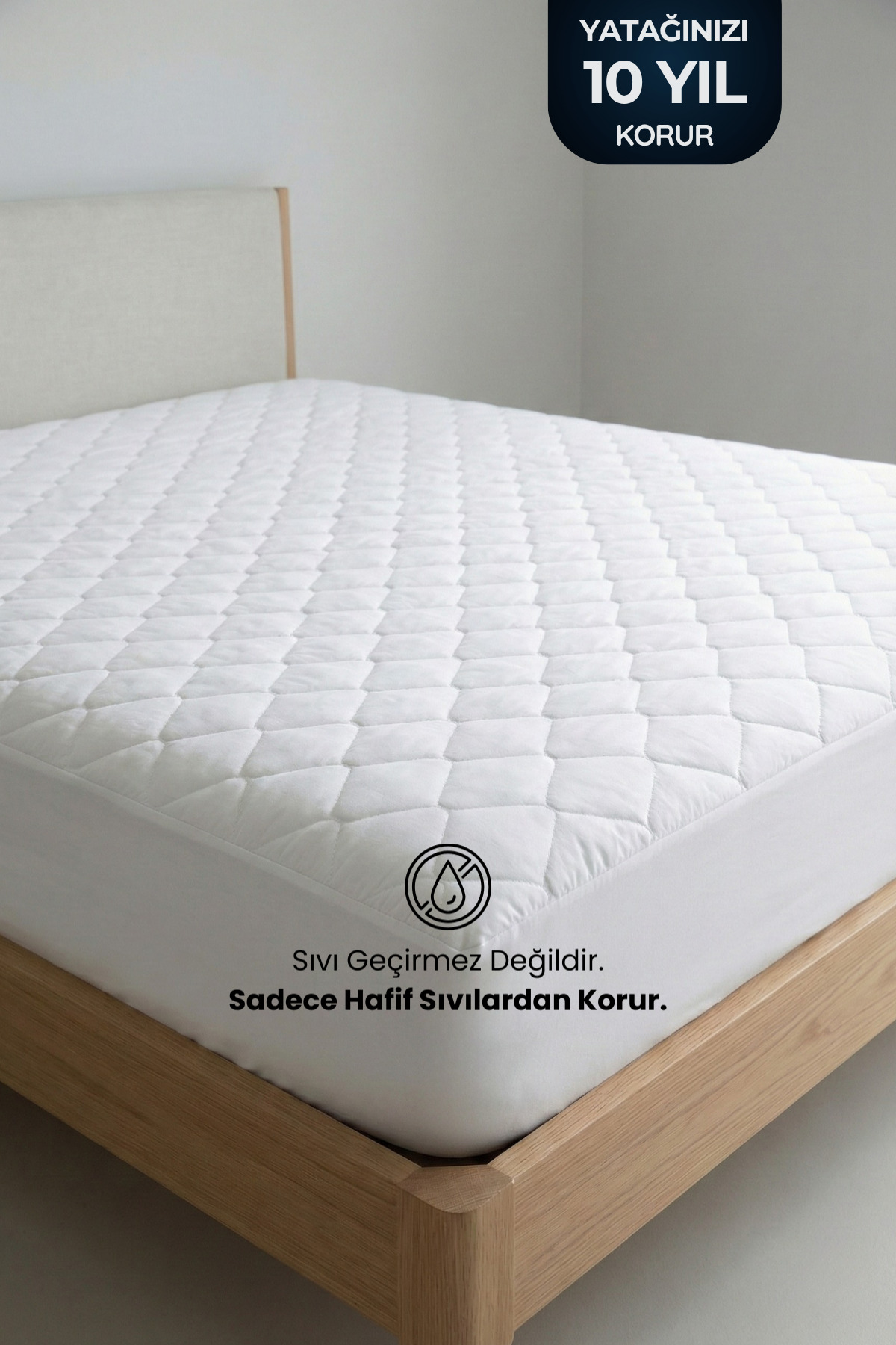 Protège-matelas en coton matelassé avec bord complet, blanc