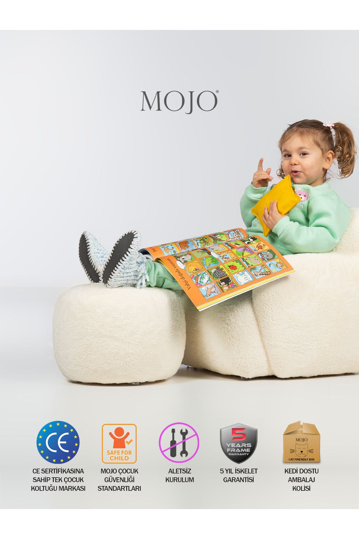 Pouf Puf pour enfants Couleur crème - Certifié CE