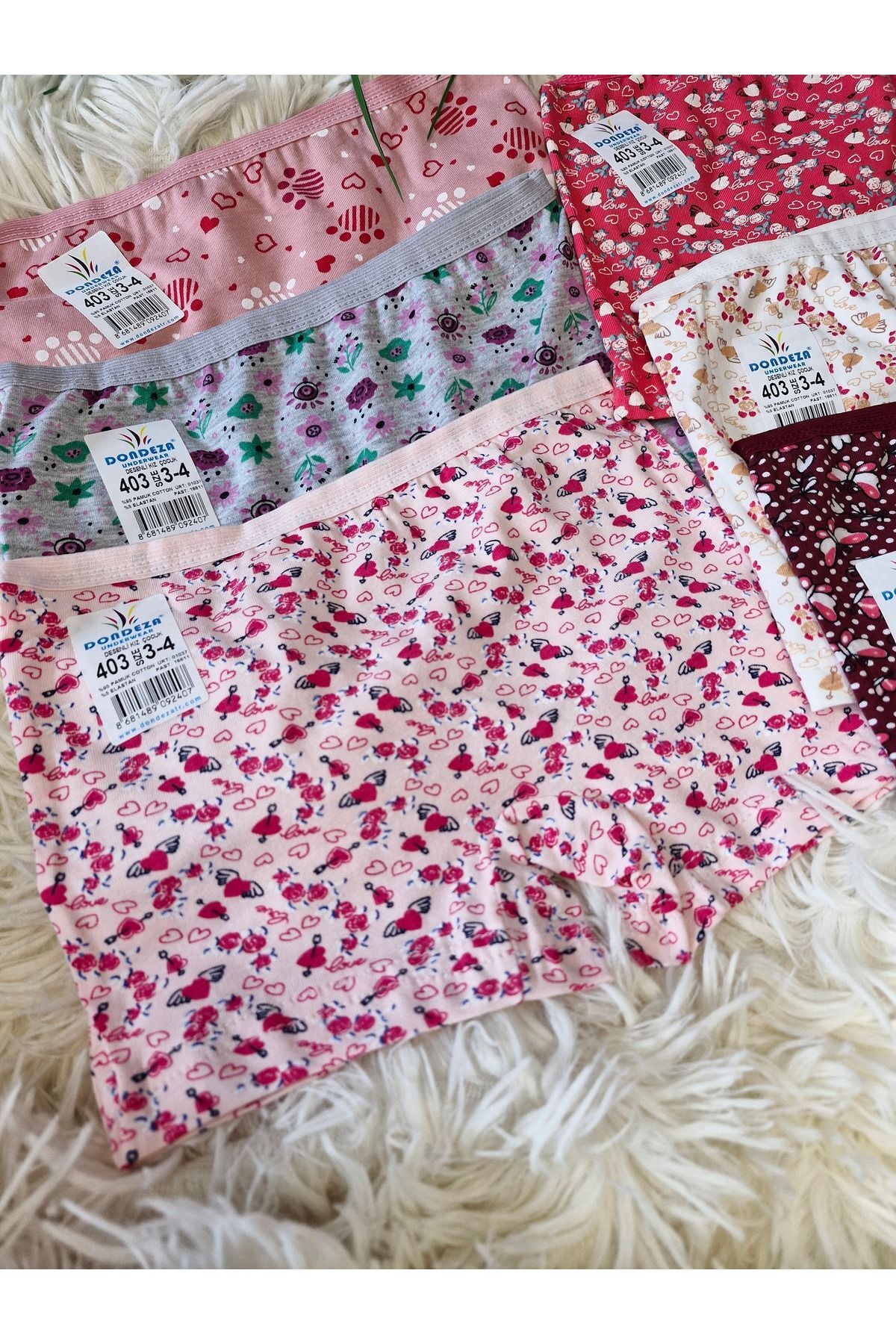 Ensemble de 6 boxers pour fille à motifs