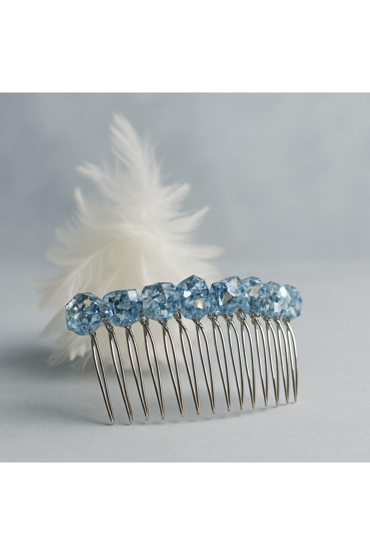 Pince à Cheveux en Cristal Bleu Glacé - Accessoire de Mariée