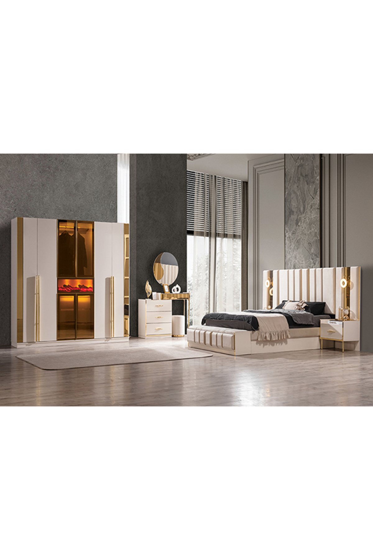 Ensemble de chambre à coucher en MDF avec alliance