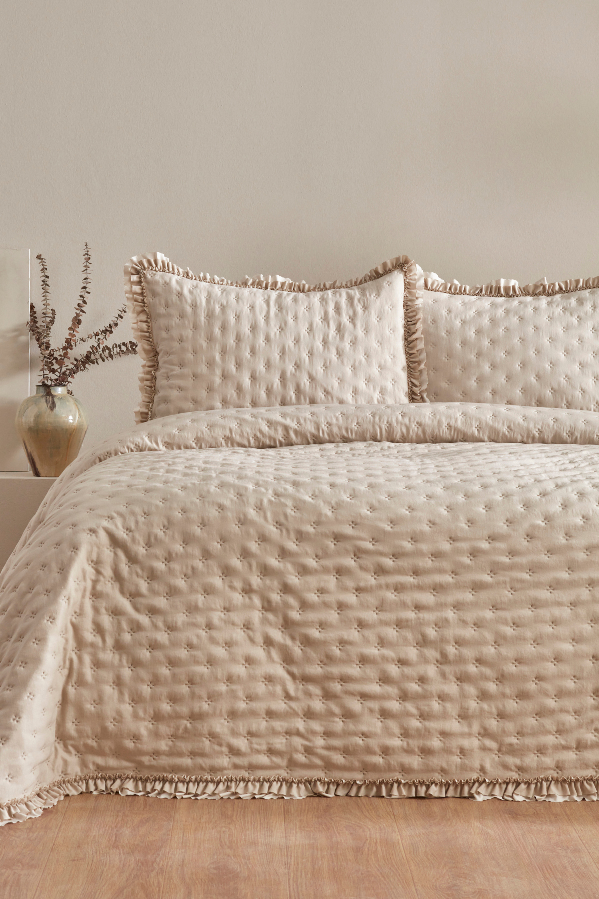 Ensemble de housse de lit double Viona Beige