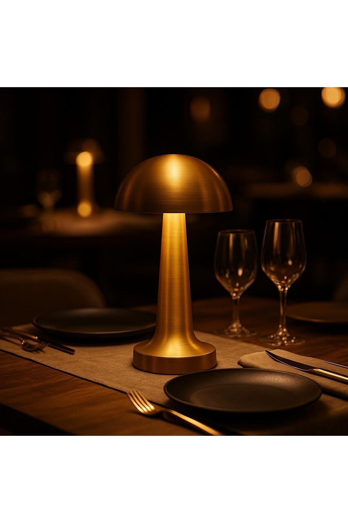 Lampe de table champignon en or rechargeable tactile à 3 couleurs réglables