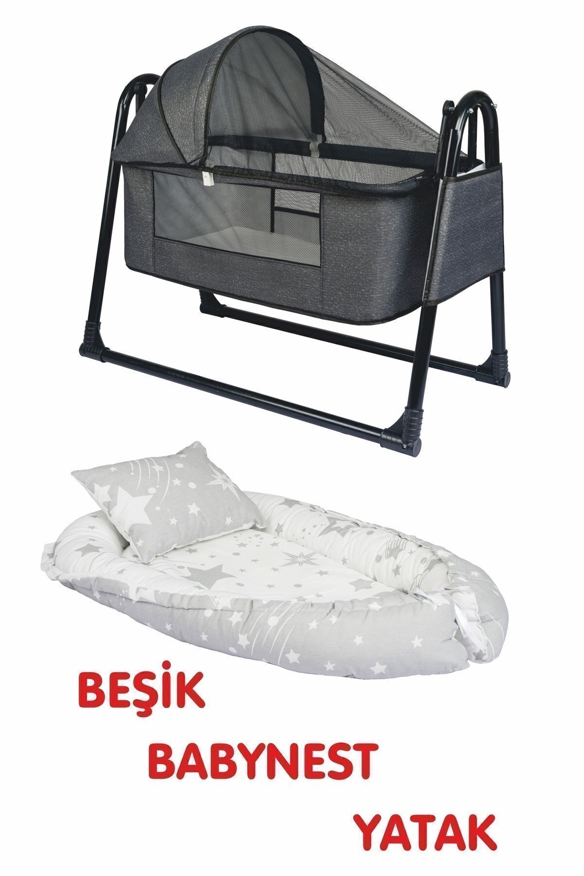 Btrend Babynest Lit et Oreiller + Cadeau Pochette Berceau Bascule Panier Lit Bébé Hamac Ensemble 2 pièces