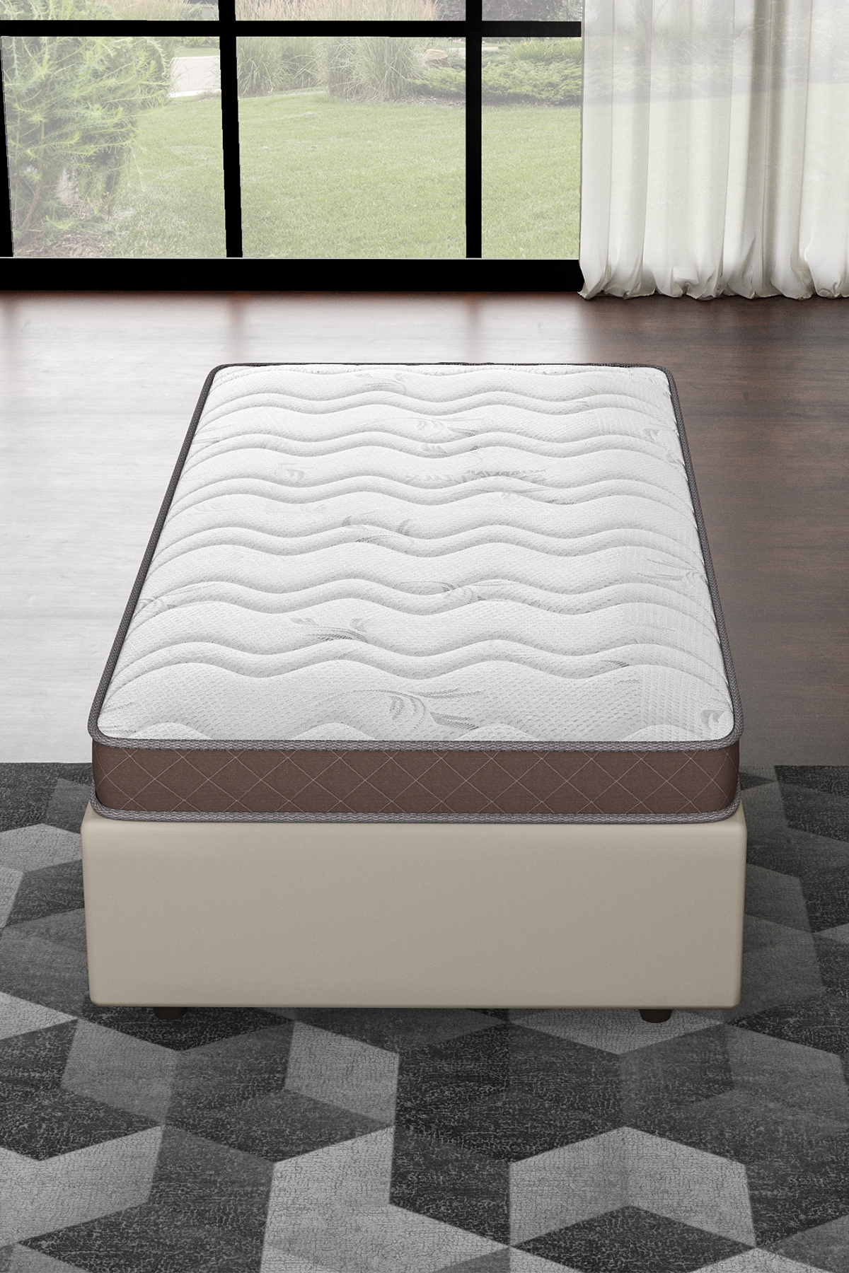 Lit Full Orthopédique Bambou Açelya, avec tissu en maille respirant, options de taille