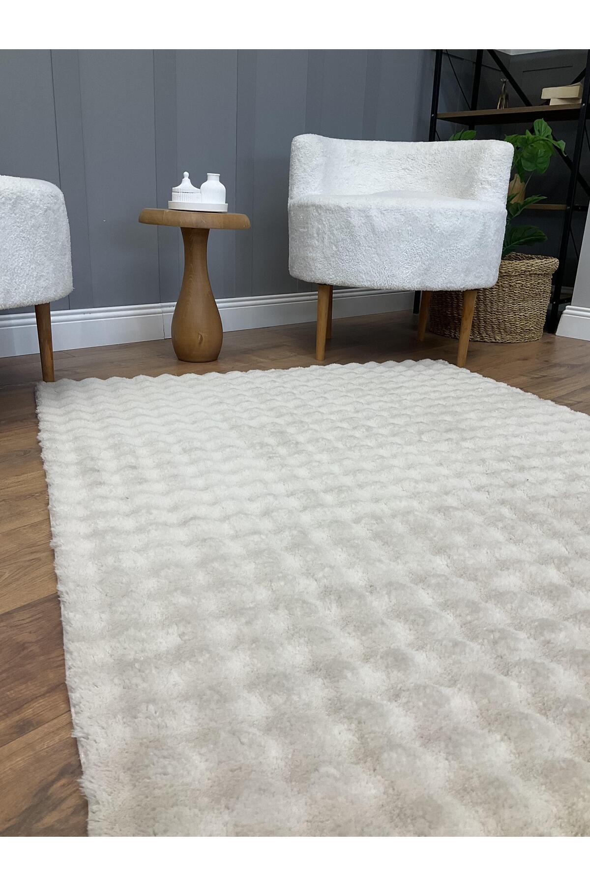 Tapis Puffy Bubble en forme de lapin en plumes, antidérapant, lavable en machine, pour salon, couloir, cuisine