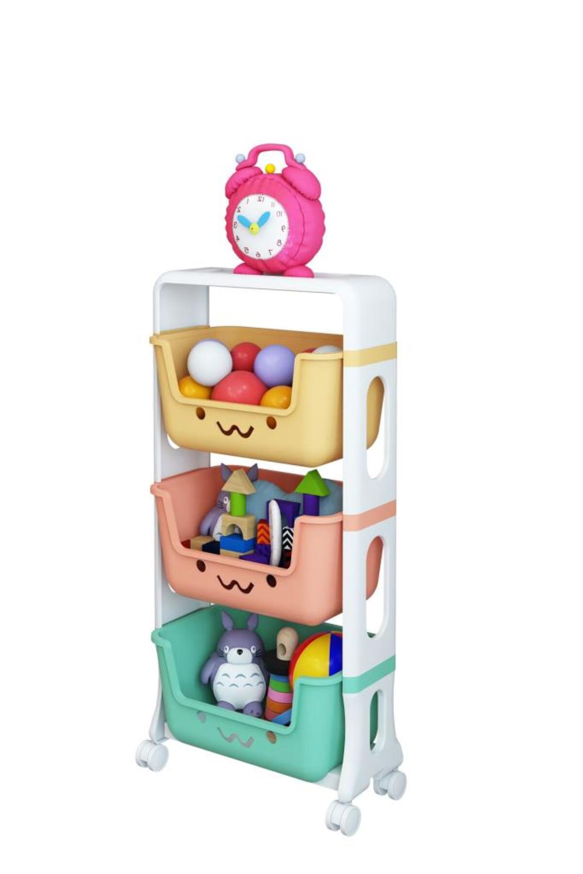 Armoire à jouets à 3 niveaux, organiseur de jouets, armoire à jouets avec panier