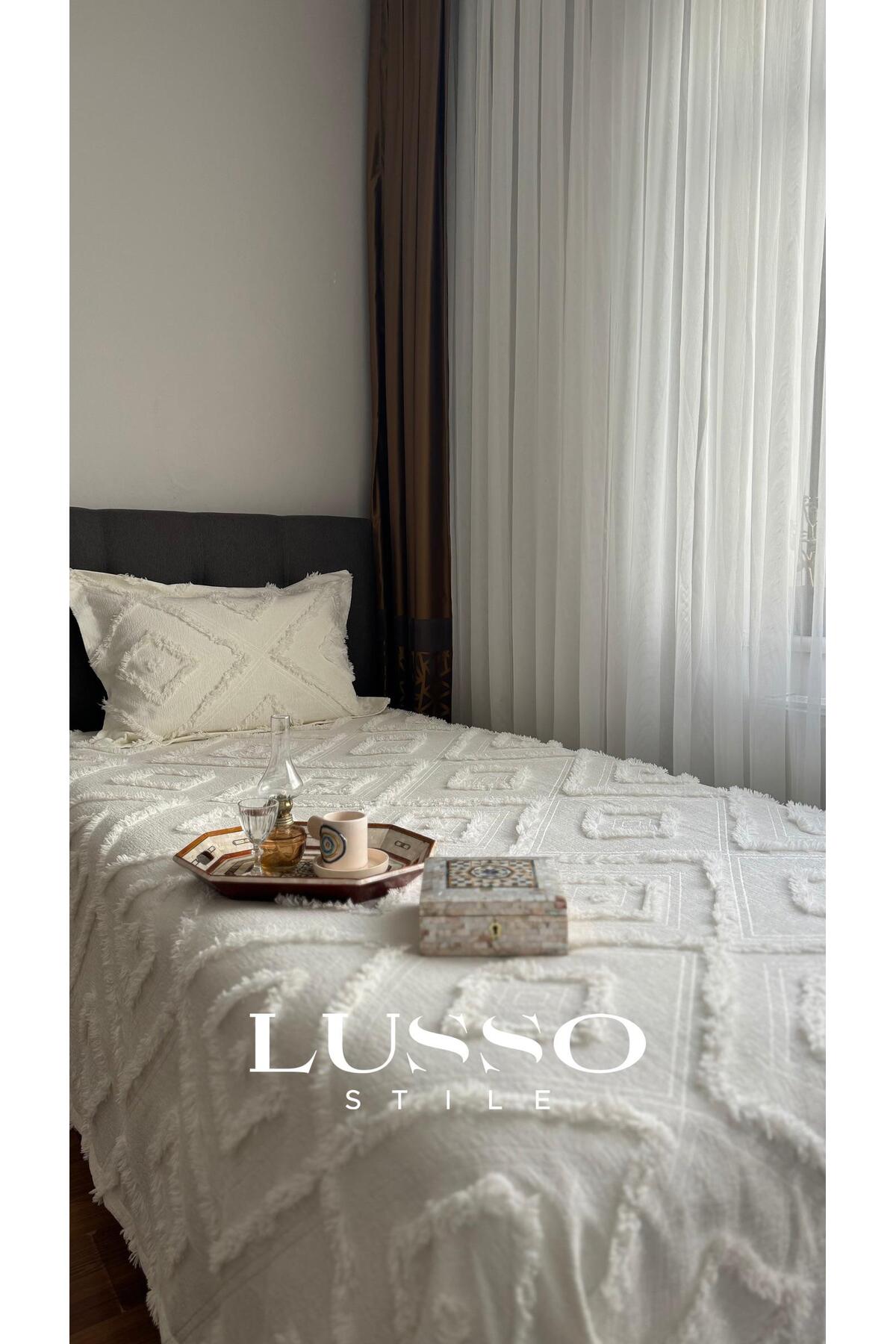 Couverture de lit à franges scandinave pour une personne  x  avec un seul oreiller