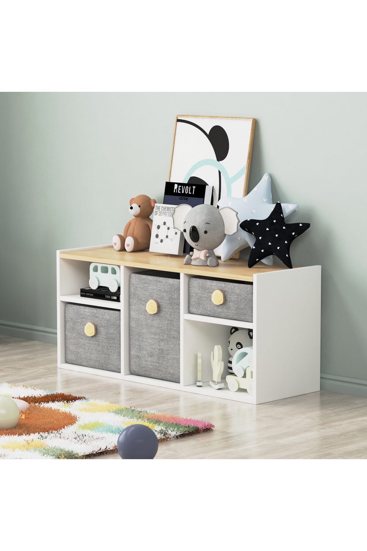 Armoire à jouets Bala Chêne blanc