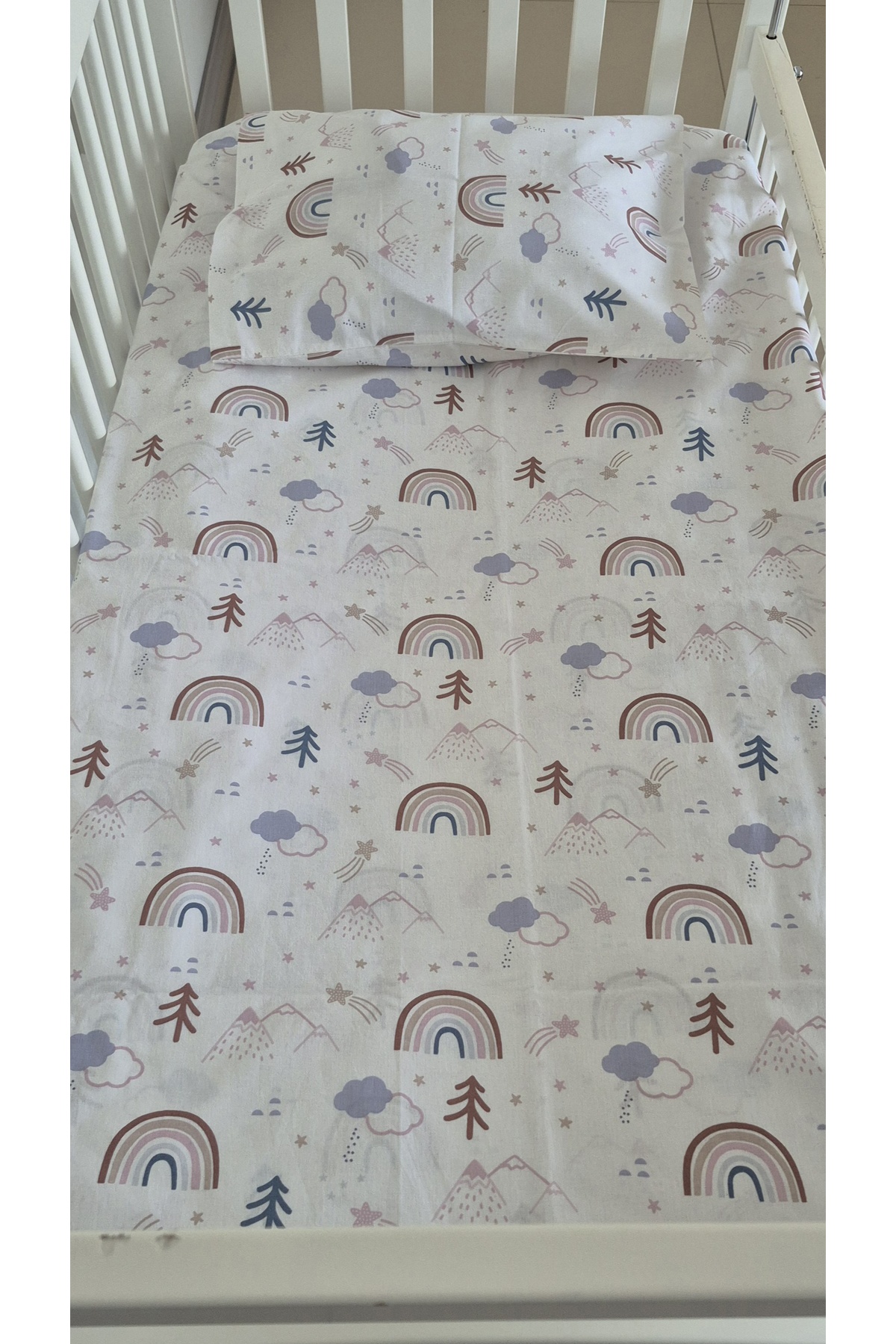 Housse de couette pour bébé motif arc-en-ciel