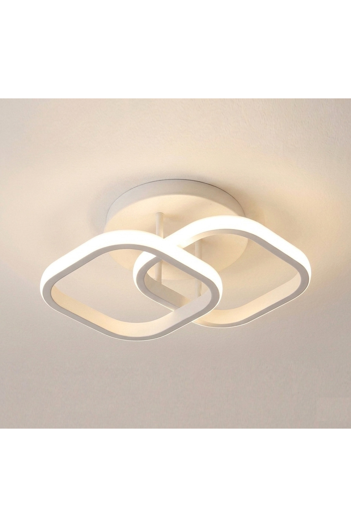Plafonnier LED moderne à boîtier blanc, carré à 3 couleurs, pour hall, entrée, chambre à coucher et chambre d'enfant