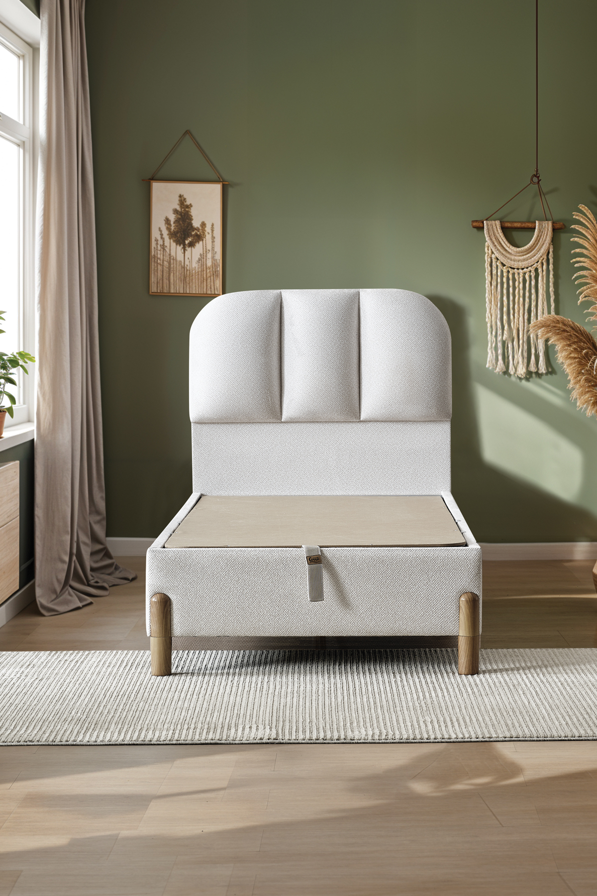 Bohem Prime Lit Coffre Simple avec Tête de Lit Ensemble 2 pièces