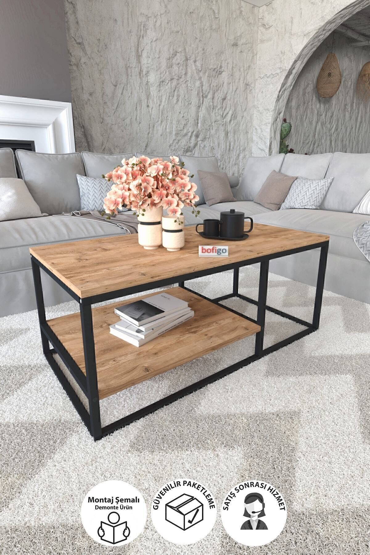 Table basse en métal à 2 étagères Table basse décorative Nisa Pin