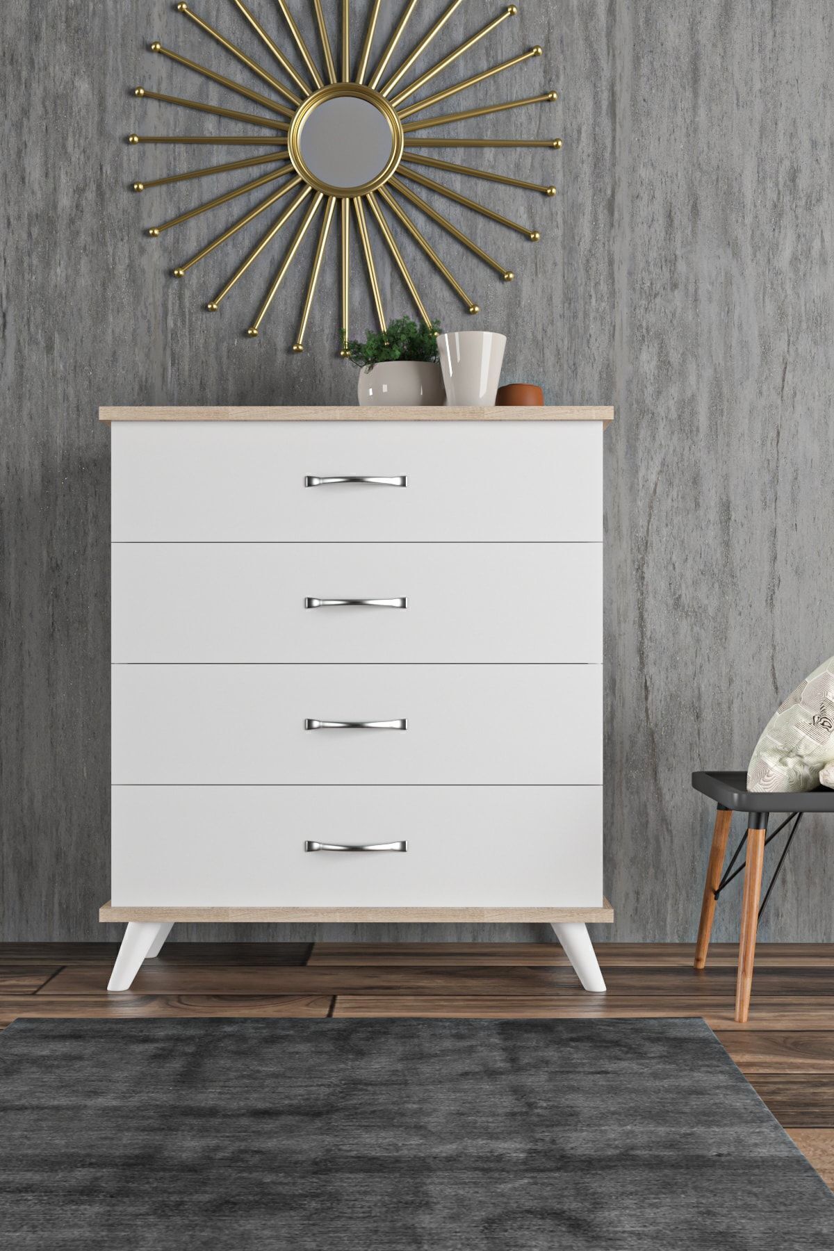 Commode blanche Artemis à 4 tiroirs