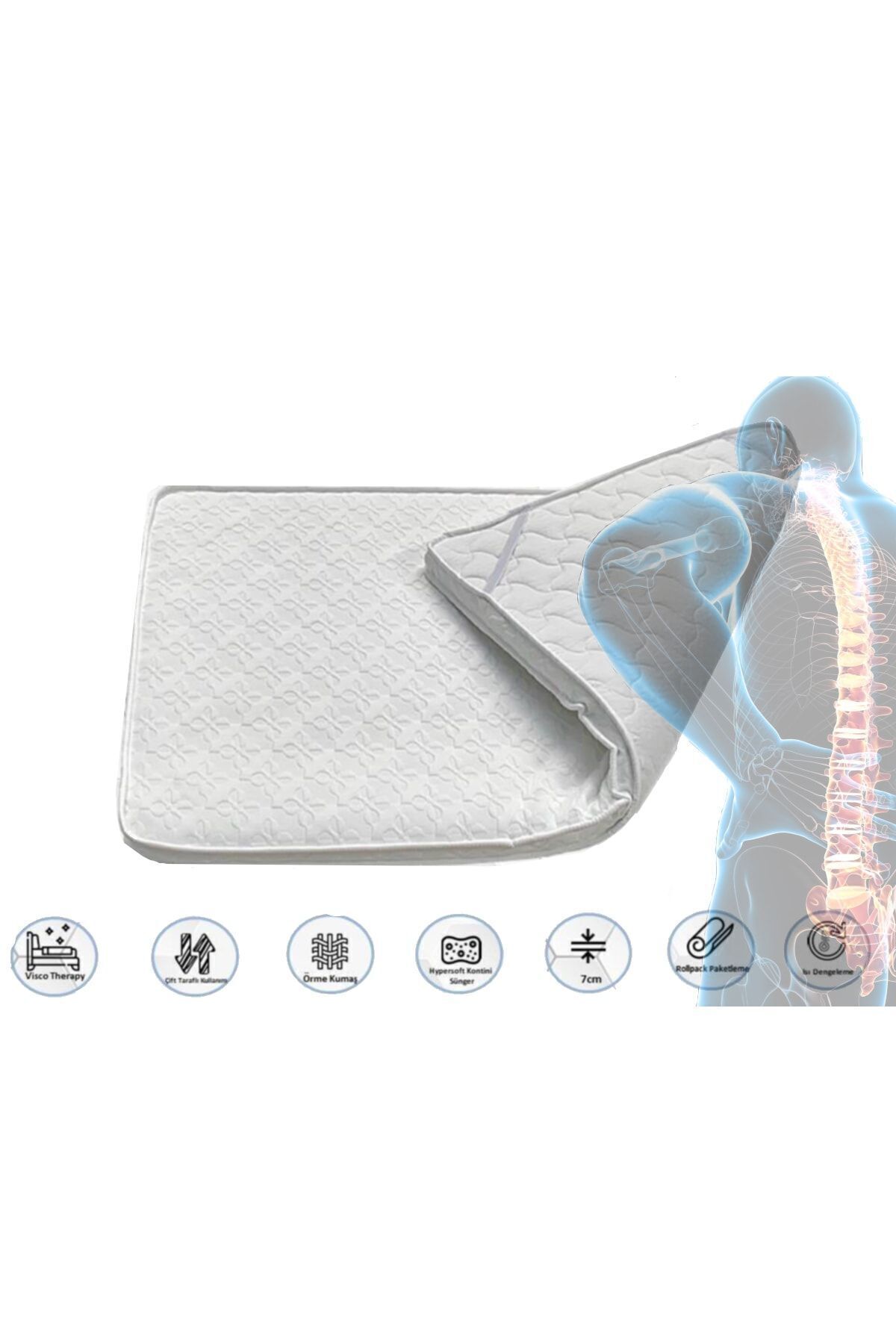 Matelas de lit Lüx Viscotrapy & Matelas entièrement orthopédique (Hauteur 7 CM)