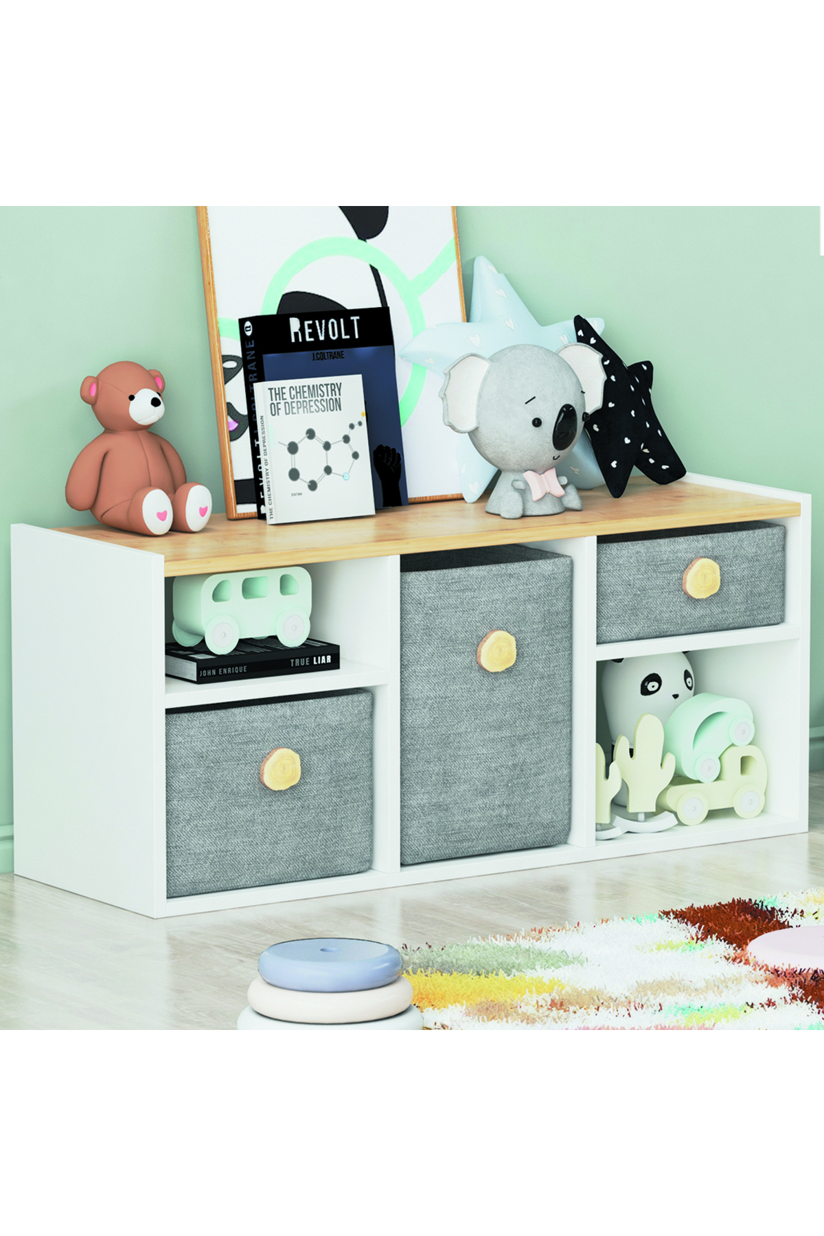 Armoire à jouets Bala Chêne blanc