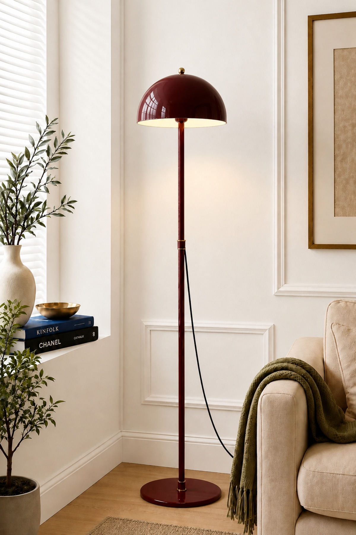 Lampadaire Bohème Cerise Grand Modèle Vienne avec Abat-jour en Métal pour Salon, Chambre, Éclairage d'Angle