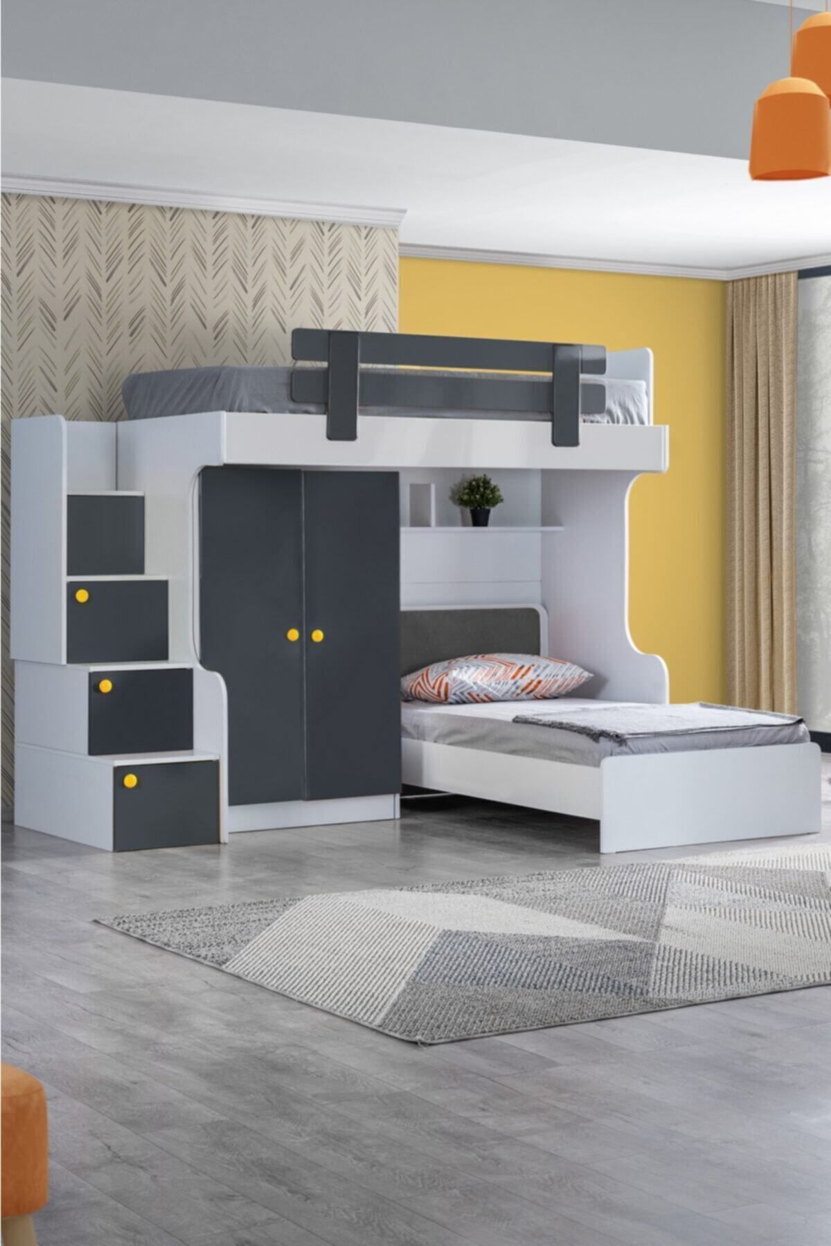 Lit superposé, armoire-lit Metris, anthracite