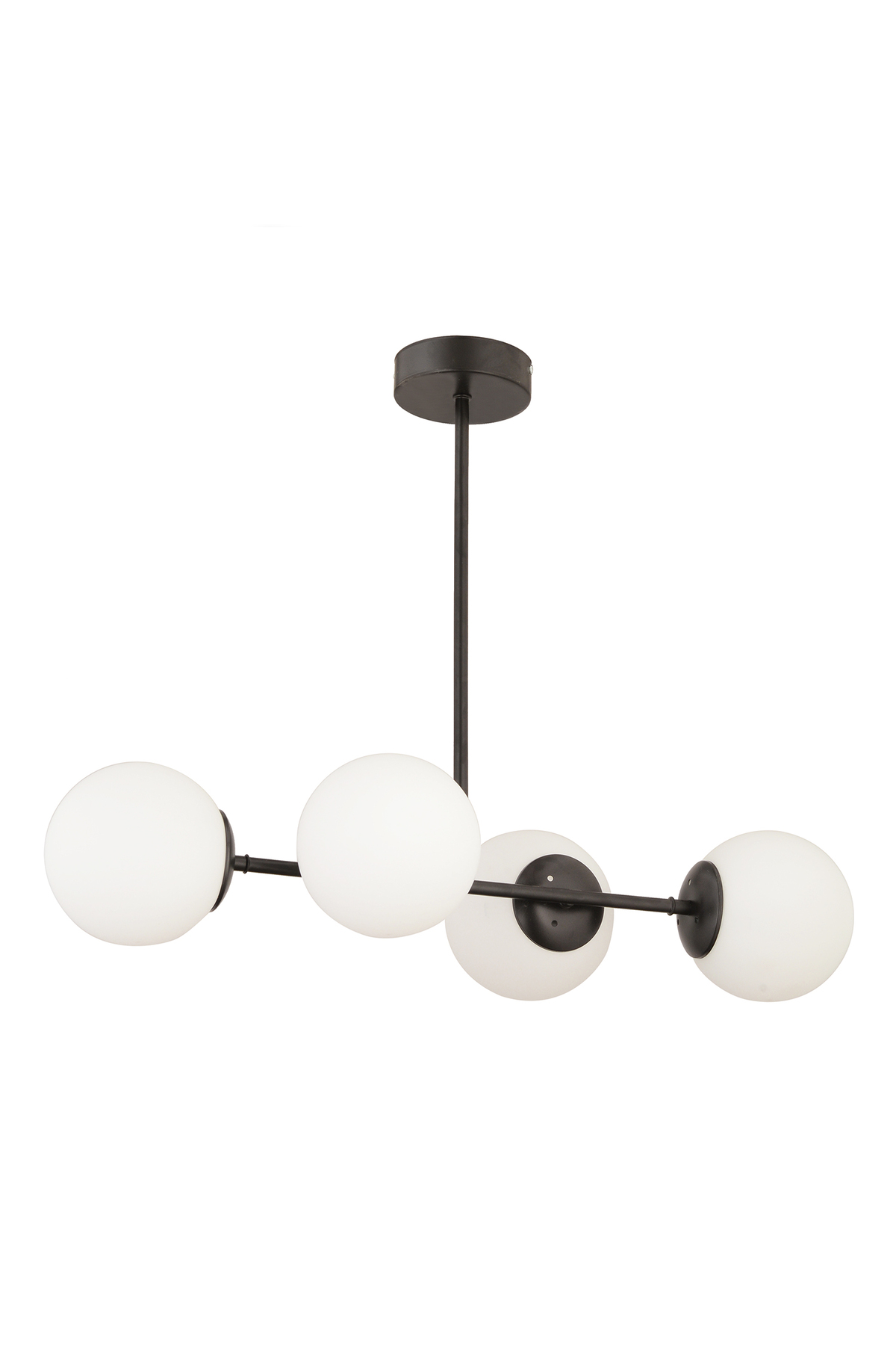 Lustre de salle à manger moderne noir à 4 branches pour chambre à coucher et salon