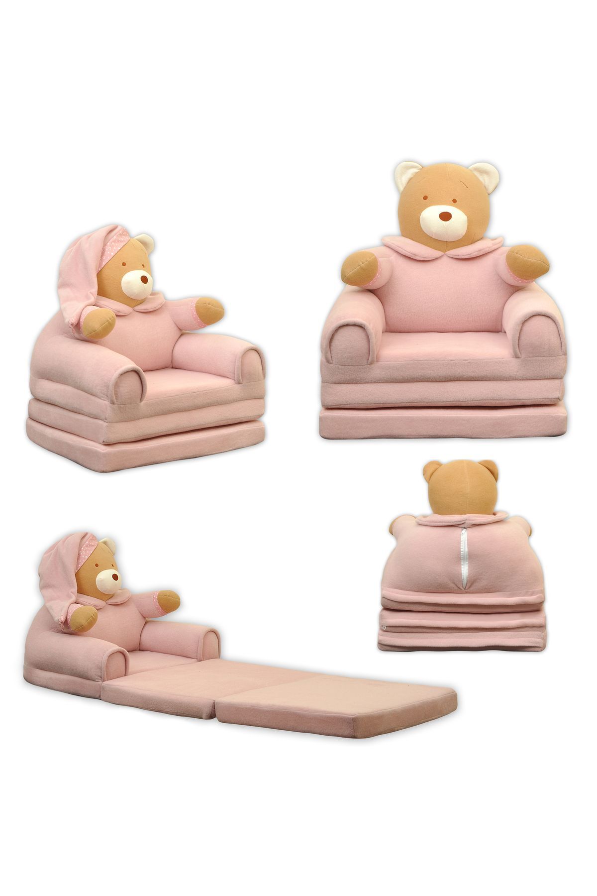 Lit d'enfant portable Polar à 3 niveaux avec siège pour enfant, mignon ours pour enfants