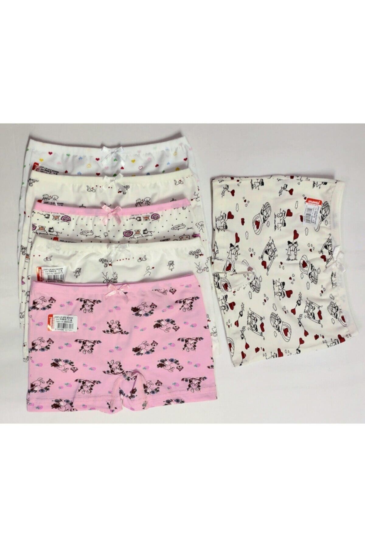Boxer en tissu imprimé pour fille avec élasthanne, 6 pièces 