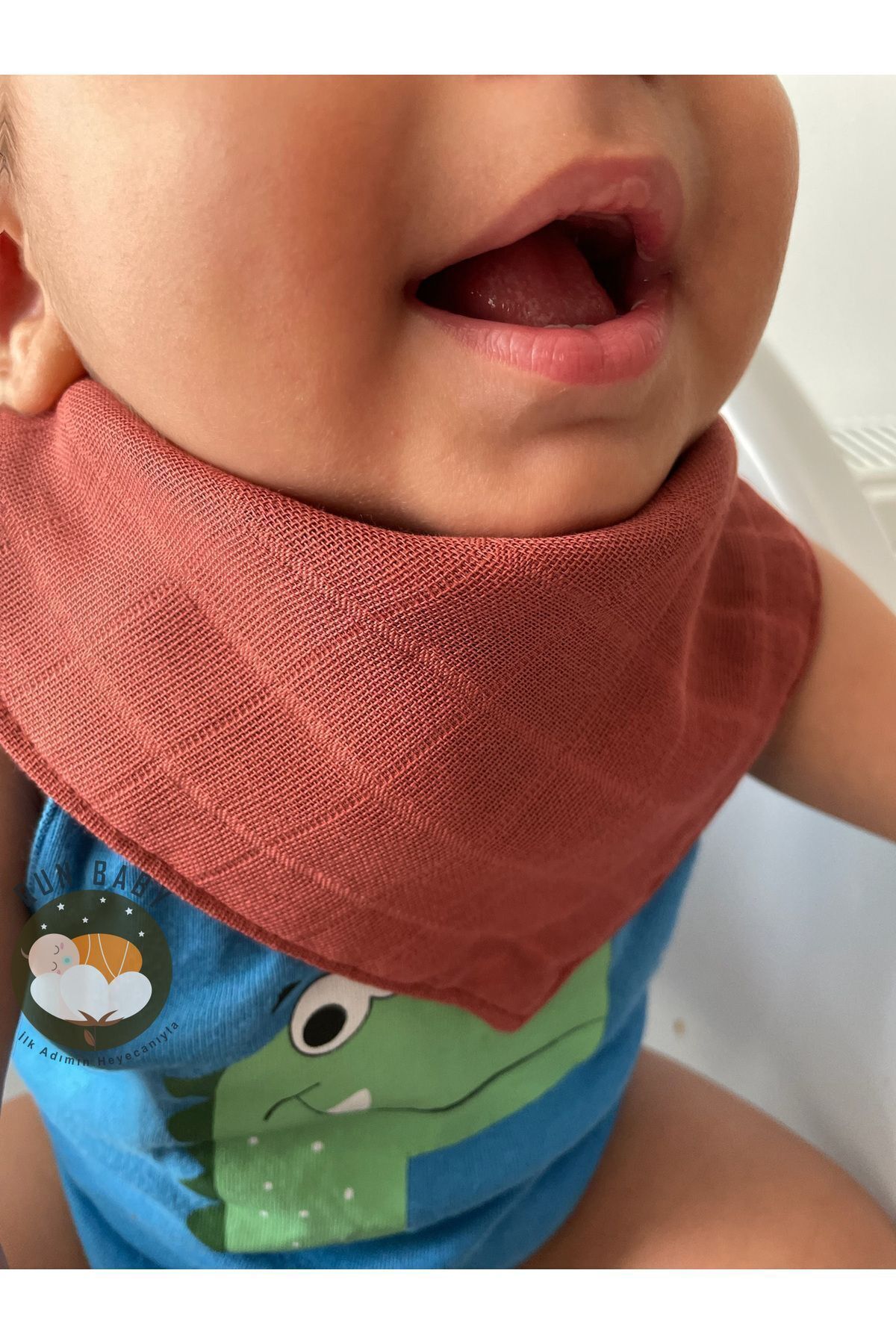 (6 pièces) Bavoir & foulard pour bébé à pression en tissu mousseline  % coton