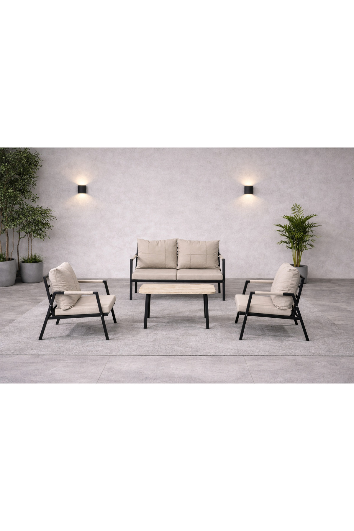 DREAM Balcon, Ensemble de Jardin, Café, Canapé en Métal, Ensemble de Canapés, Mobilier de Jardin, 2+1+1 avec table(s)