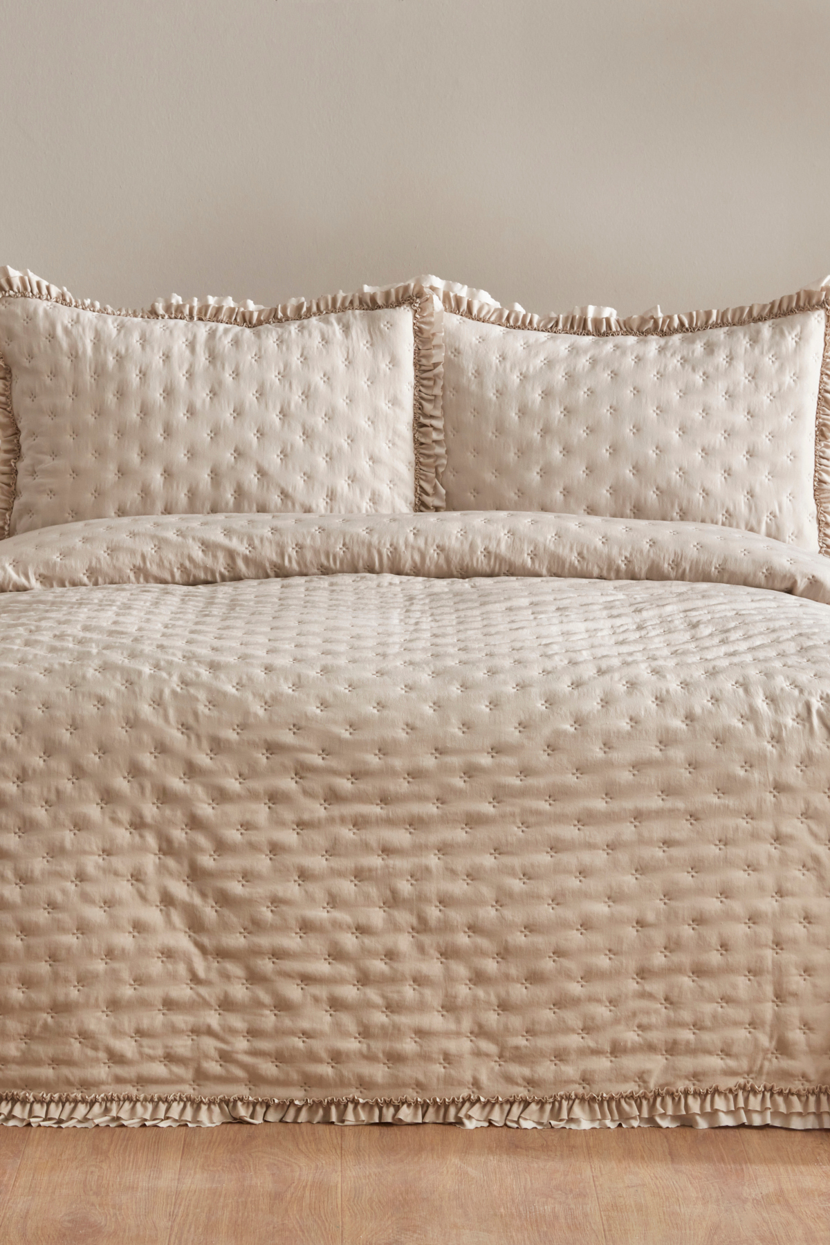 Ensemble de housse de lit double Viona Beige