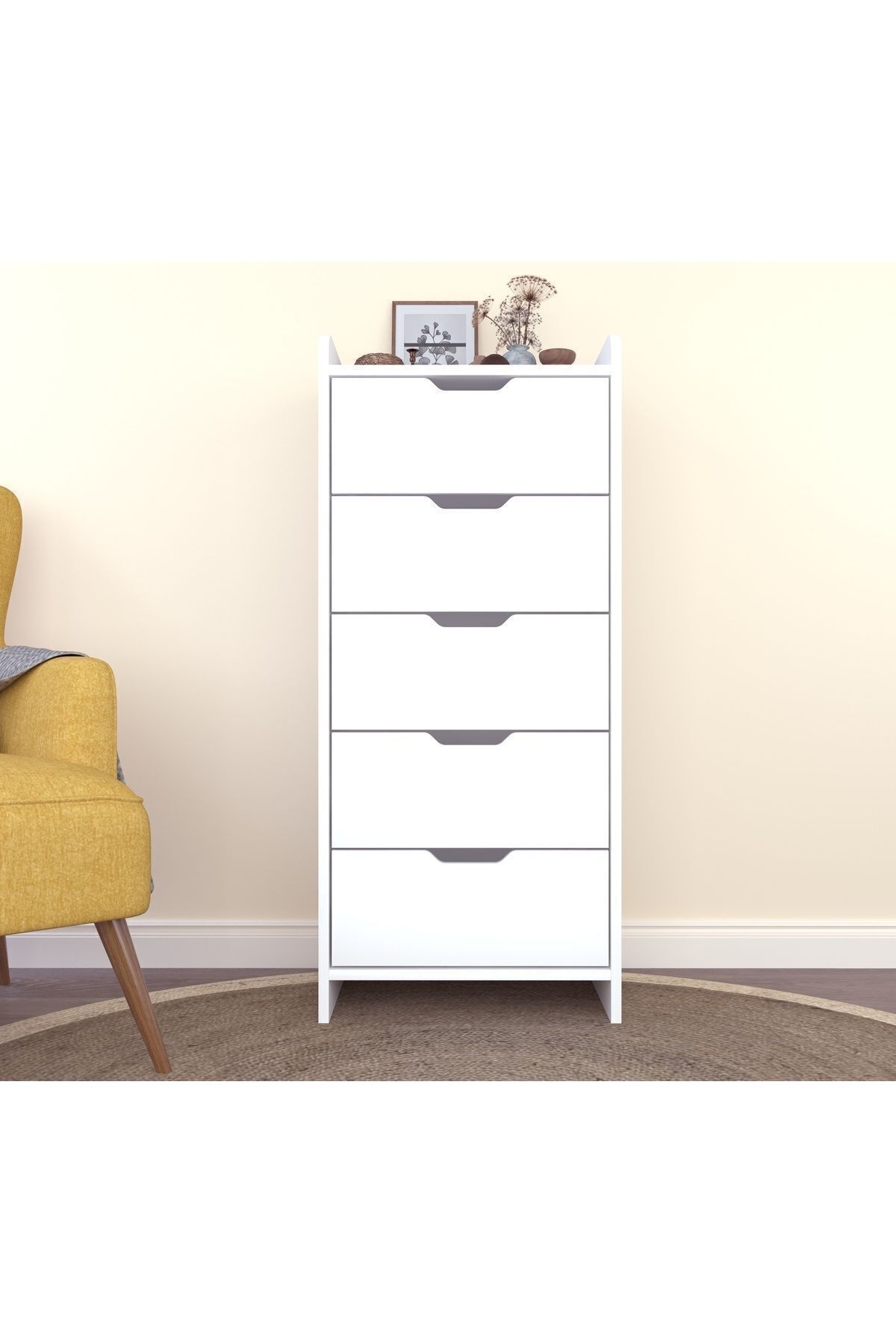 COMMODE BLANCHE LODOS À 5 TIROIRS