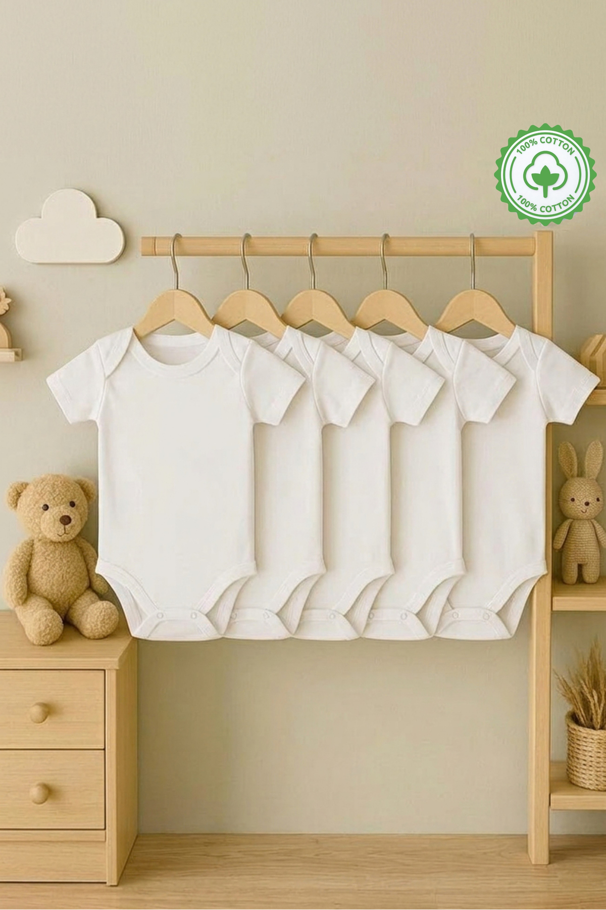 Body Bébé Manches Courtes Lot de 5 Set Body Unisexe Col Rond % Coton