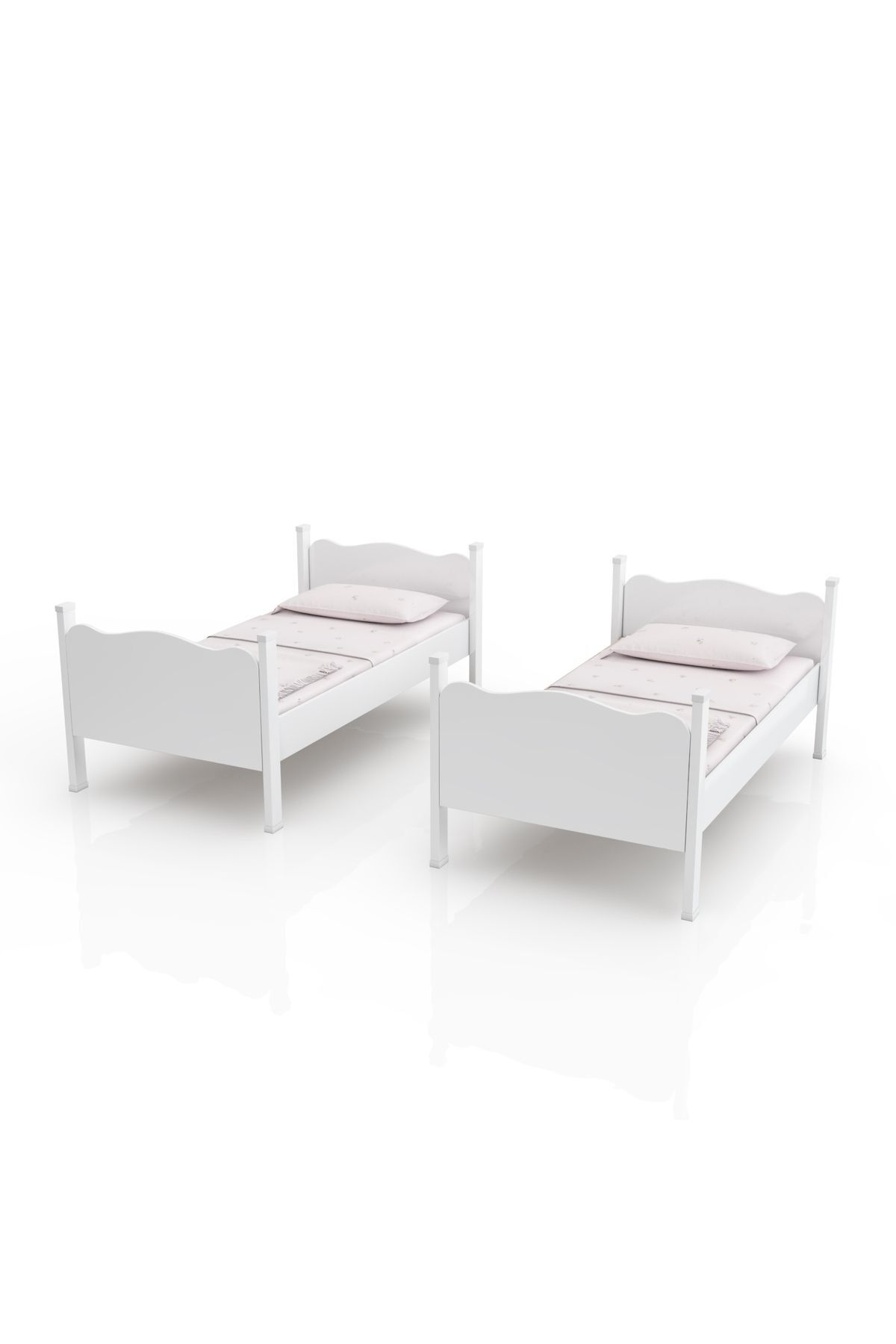 Lit superposé double en MDF avec profil, blanc, séparables