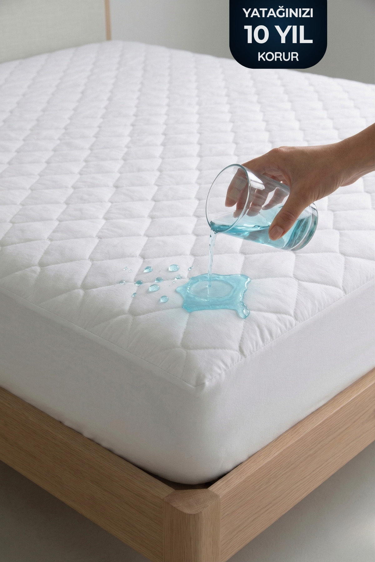 Protège-matelas en coton matelassé, ajustable, bord complet, imperméable, blanc