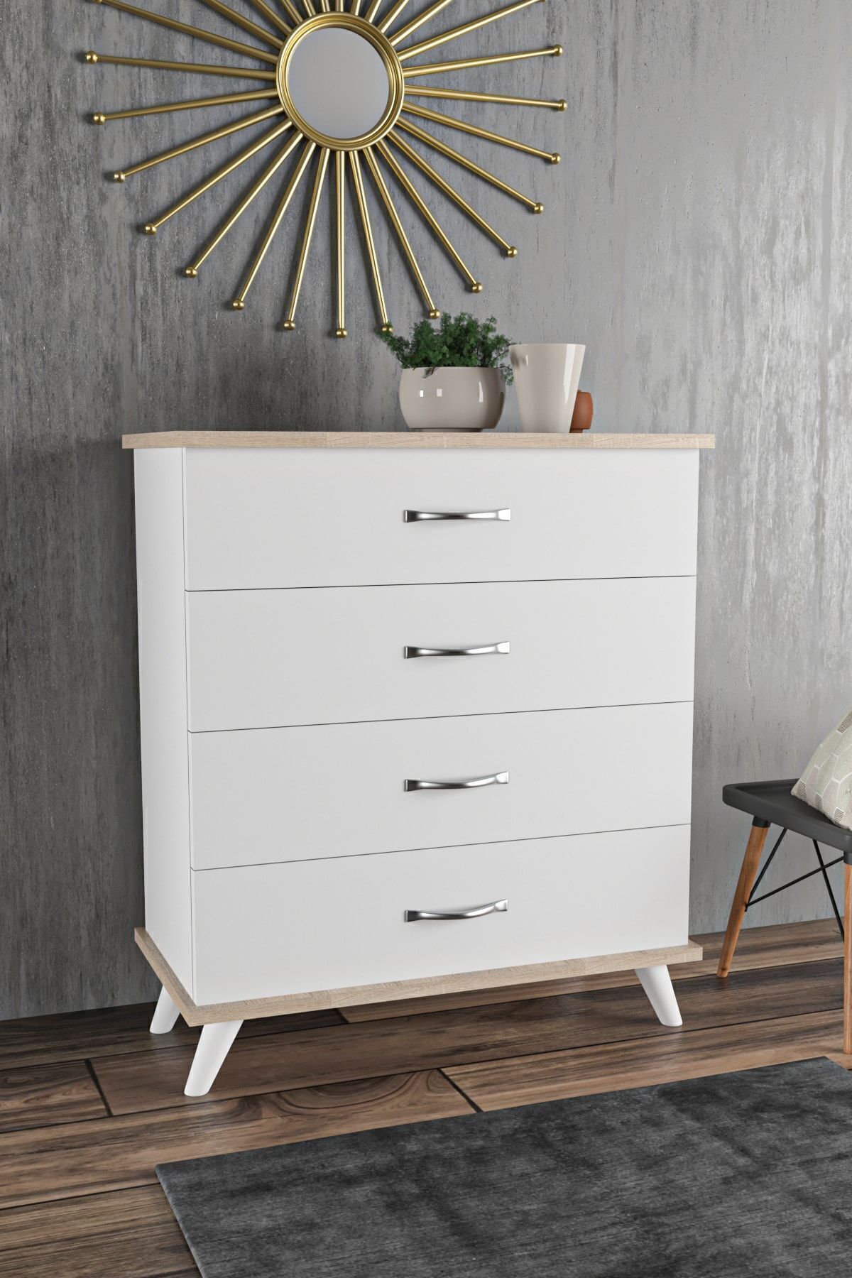 Commode blanche Artemis à 4 tiroirs