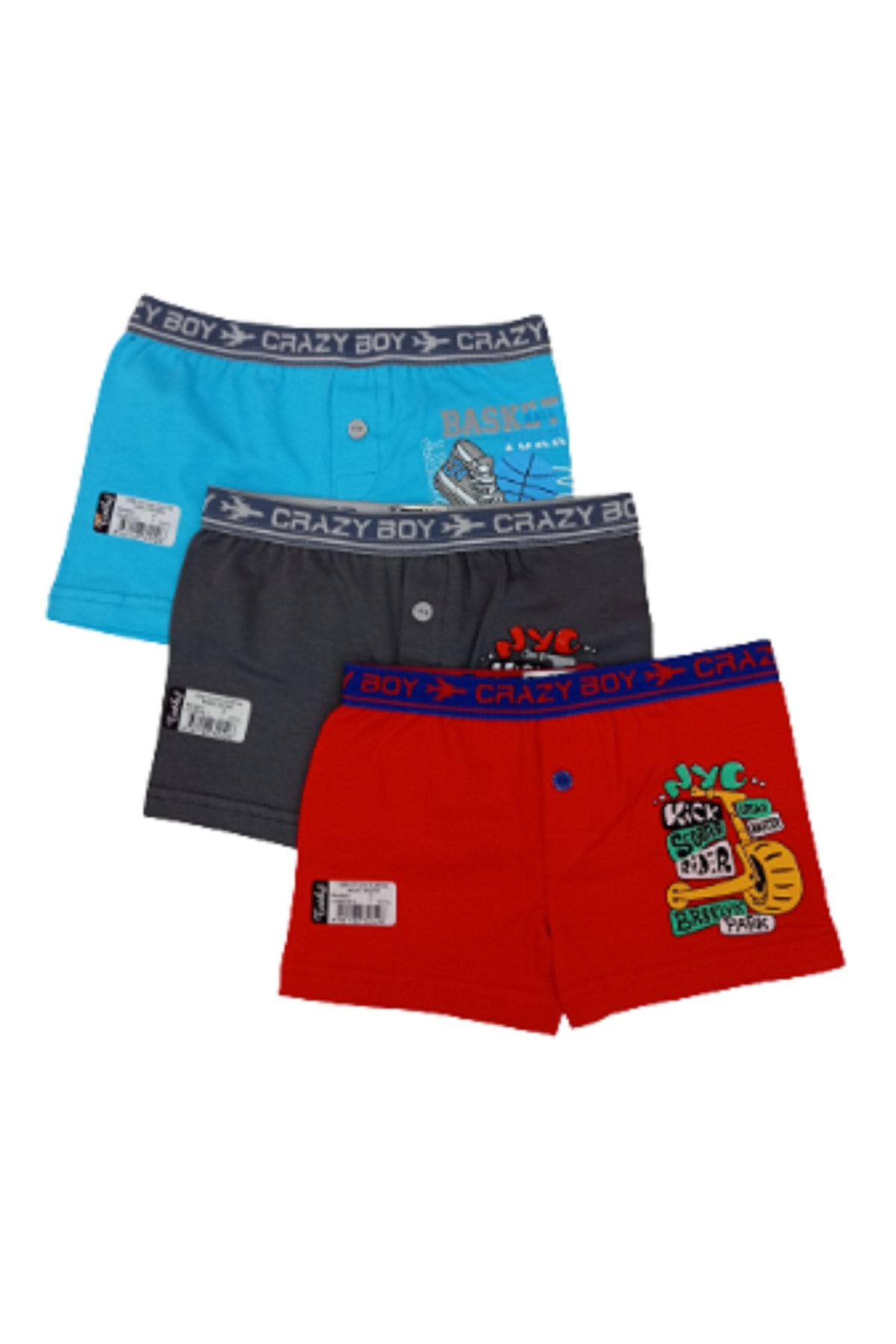 Boxer pour garçon, lot de 3, imprimé multicolore
