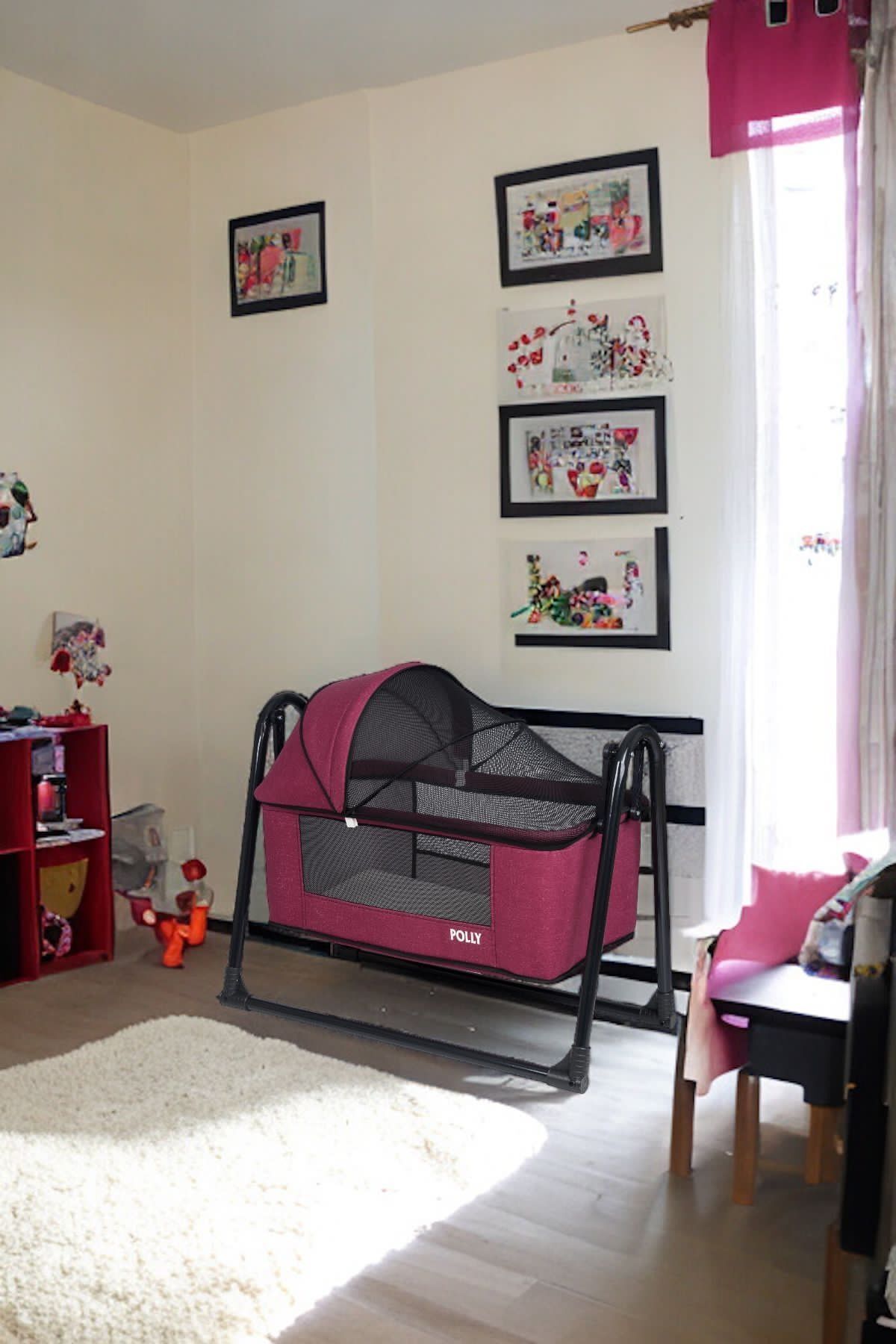 Berceau portable en lin luxueux avec filet, lavable, berceau berçant près de maman, berceau panier, berceau hamac