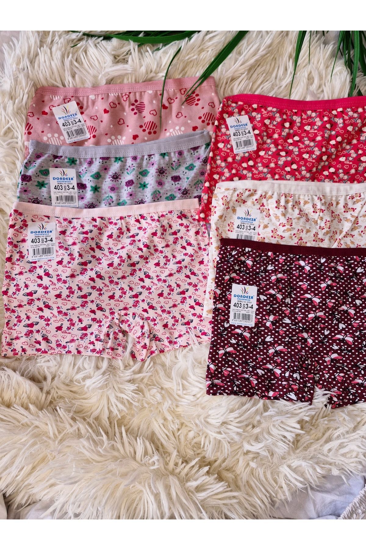 Ensemble de 6 boxers pour fille à motifs