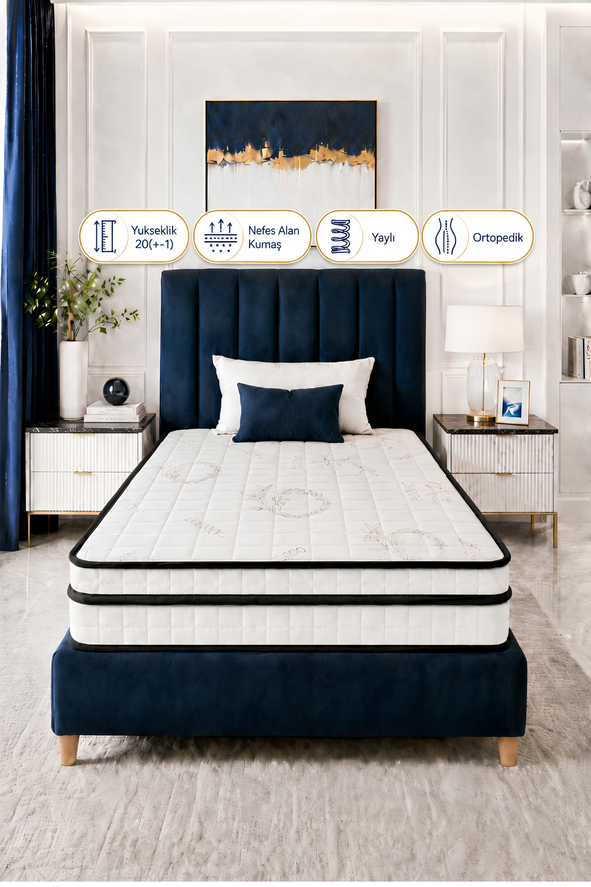 Matelas Orthopédique Complet en Bambou avec Ressorts Supplémentaires  cm Options de Taille Personnalisée