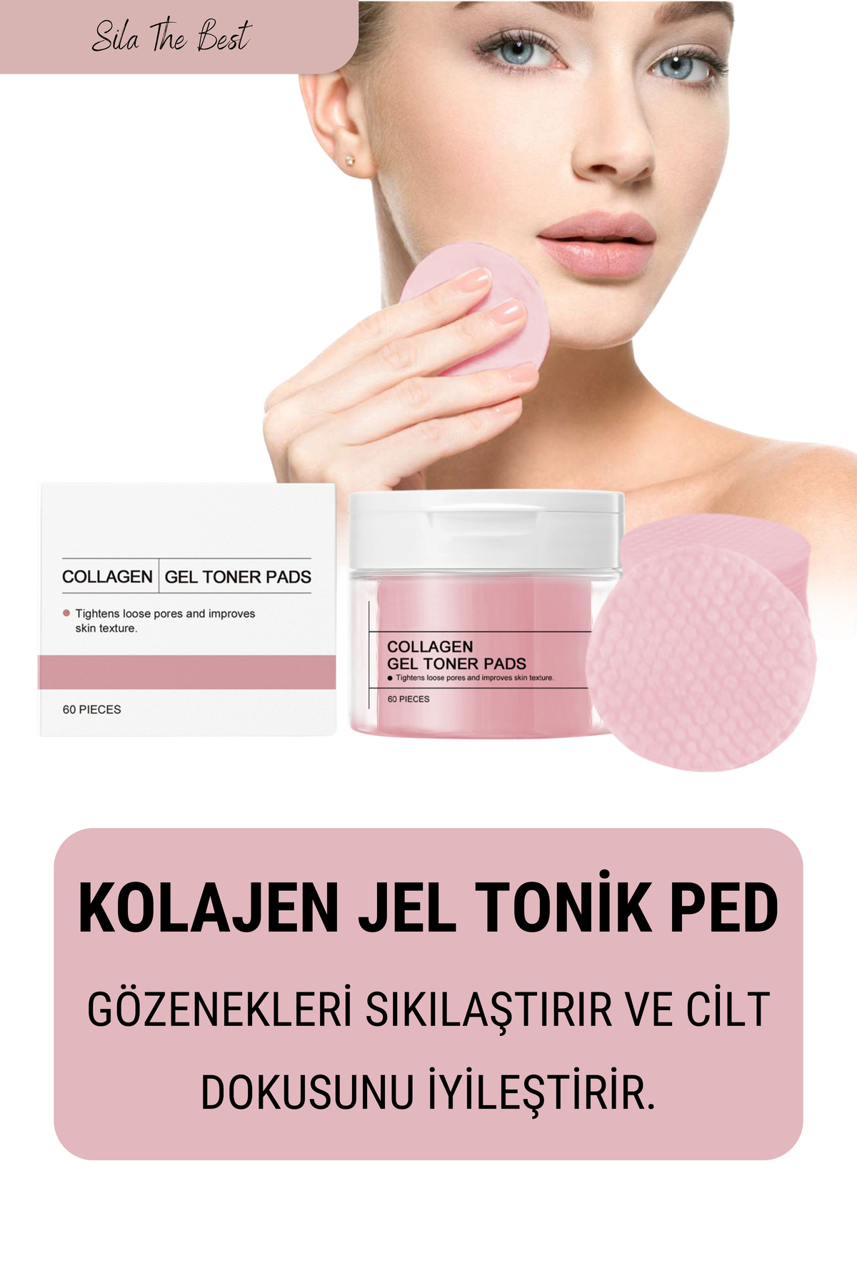 Gel Toner Collagène Coréen Tampon de Nettoyage du Visage Raffermissant Hydratant Anti-Âge