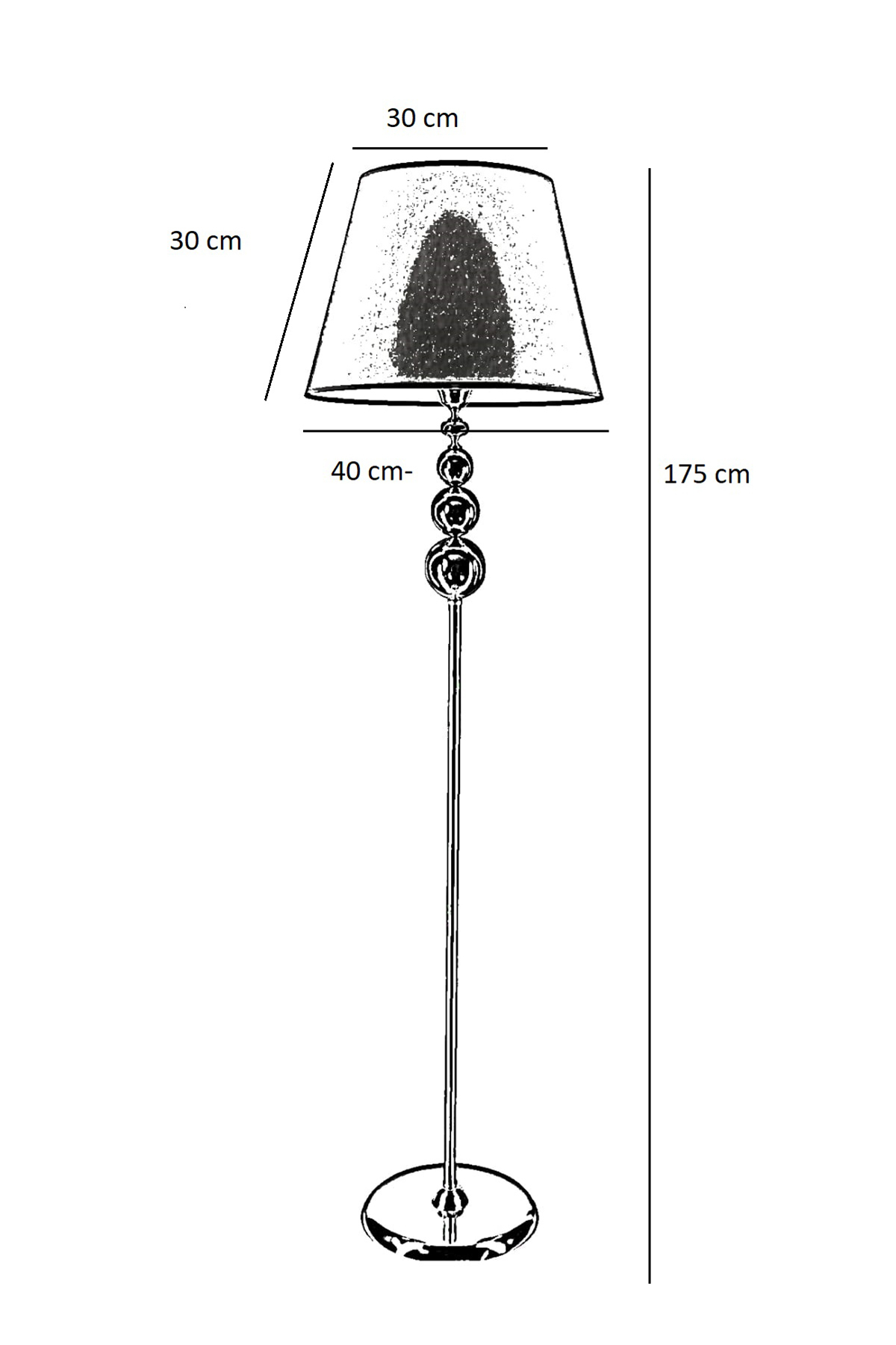 Lampadaire métallique plaqué or Milano Küre - Crème avec bande dorée