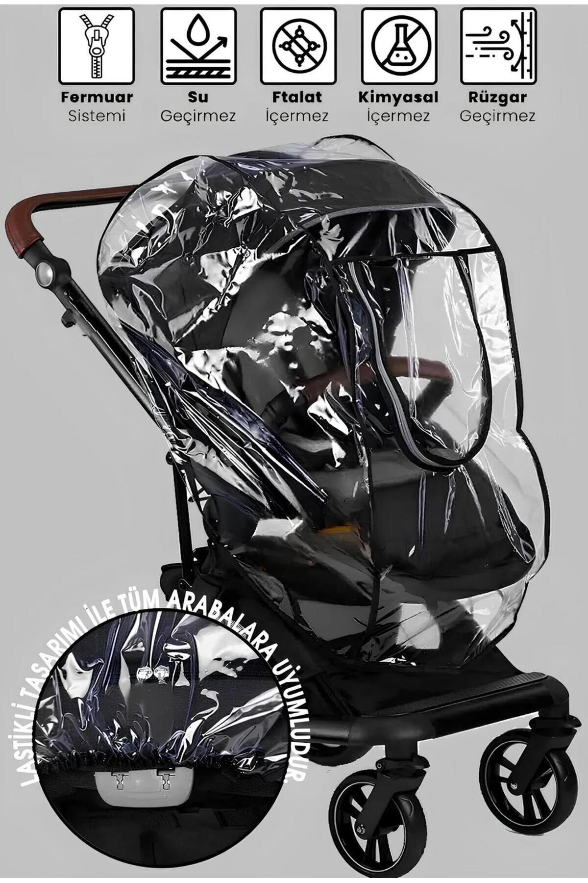 Imperméable de poussette ultra-luxueuse avec fermeture éclair (CONVIENT À TOUTES LES POUSSETTES) Noir