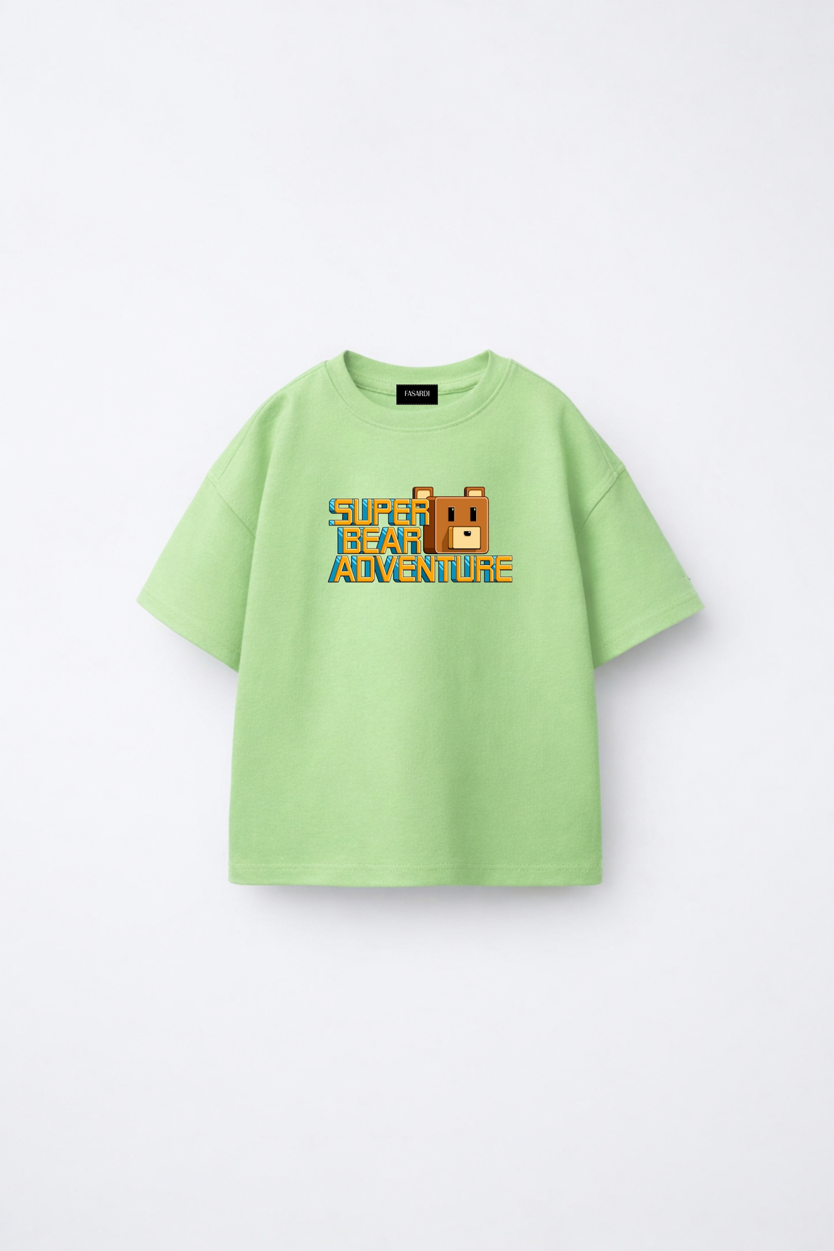 Super Bear Adventure T-shirt pour enfants unisexe à manches courtes, oversize, imprimé Super Bear,  % coton