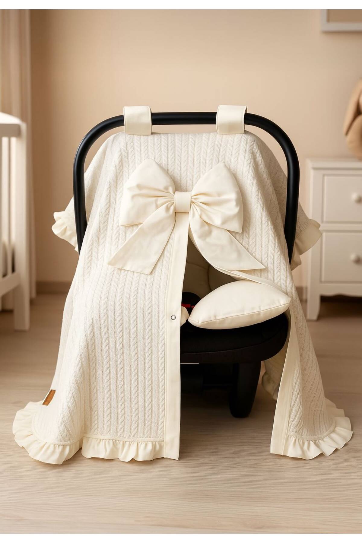 Couverture de poussette pour bébé à volants 2 pièces, Coussin de poussette avec soutien lombaire orthopédique