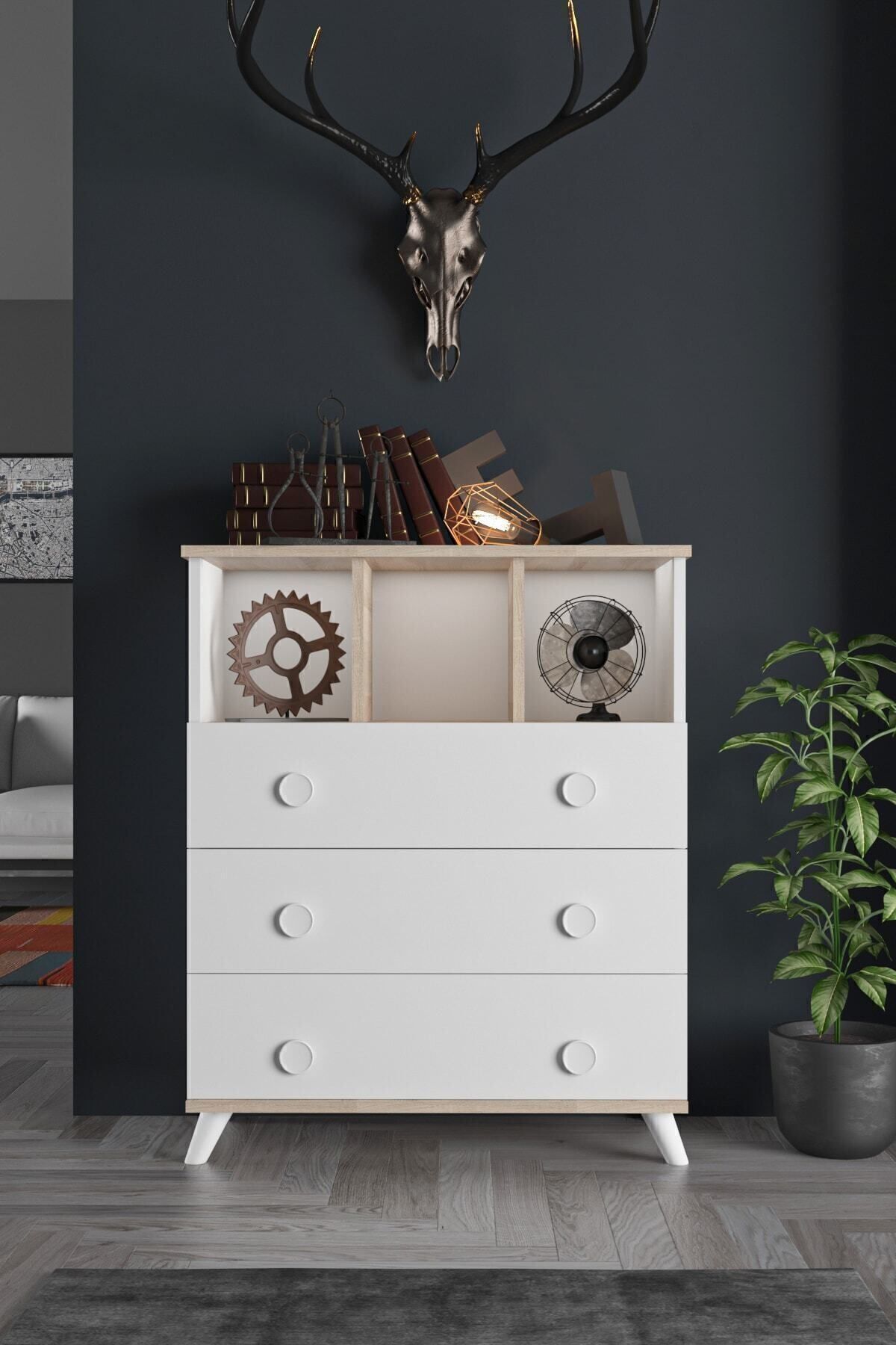 Commode blanche Babil à 3 tiroirs