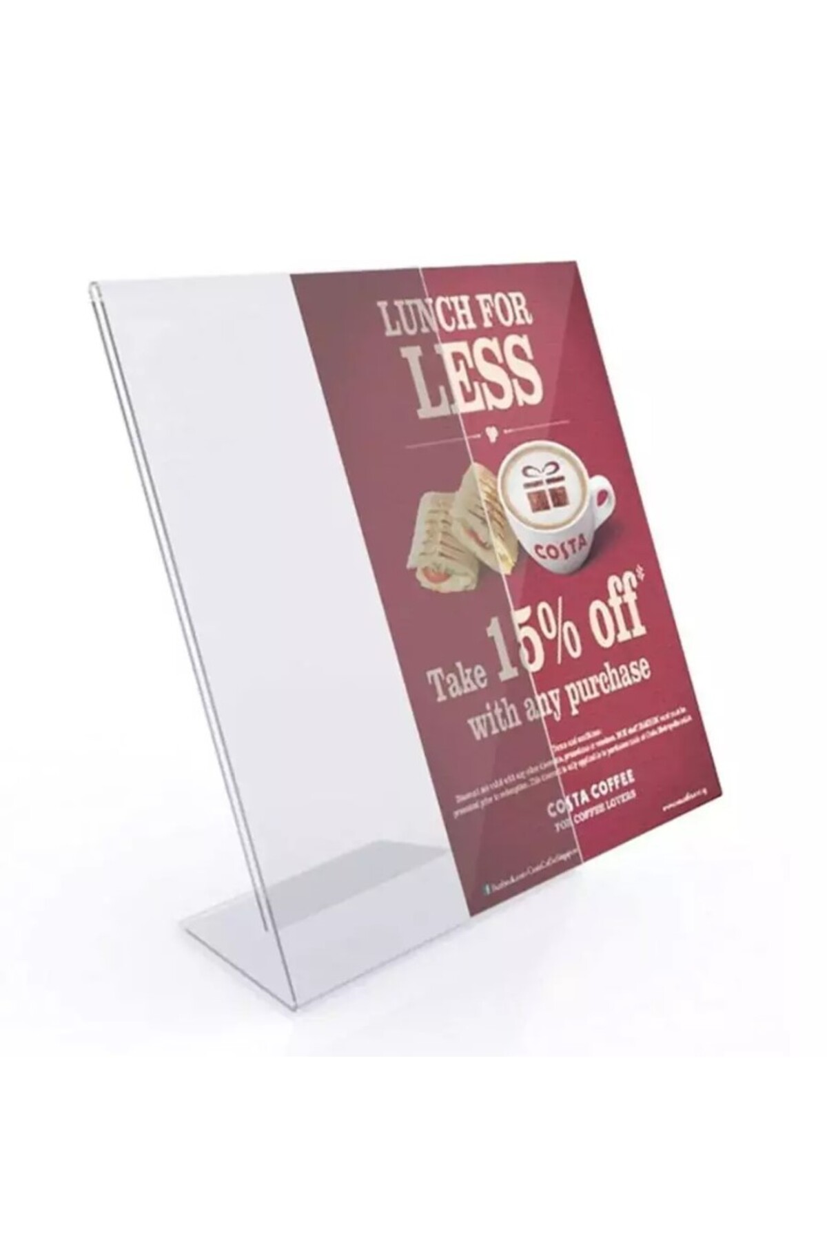 Porte-affiches  en plexiglas transparent vertical de type L, porte-menu, porte-prix, porte-brochure, porte-étiquette, porte-photos, support d'album, table