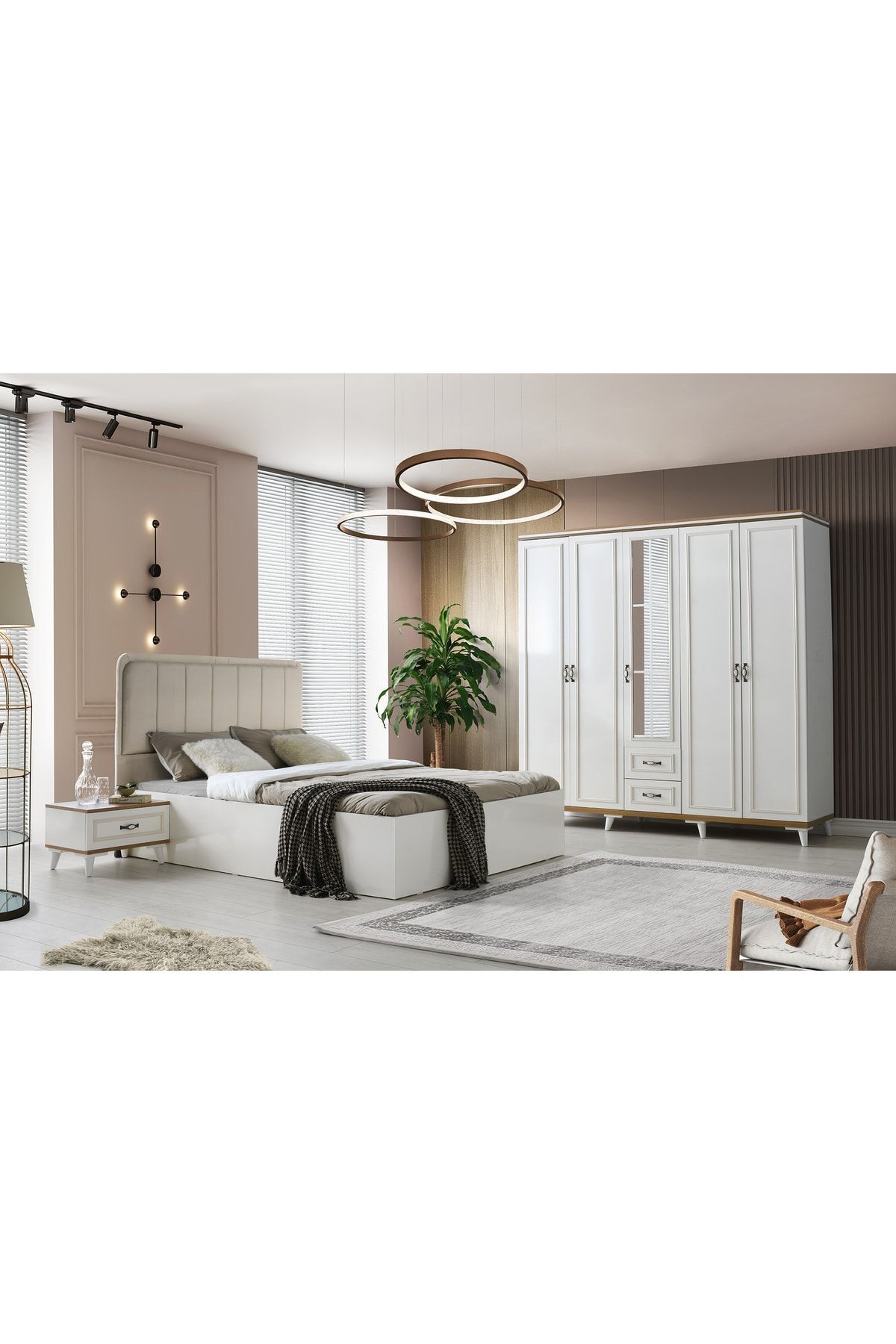 Chêne MDF Chambre à coucher 5 portes