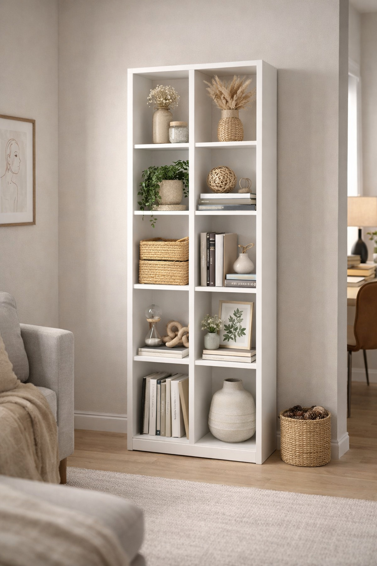 Bibliothèque à  compartiments/étagères, armoire blanche sans porte, armoire organisatrice