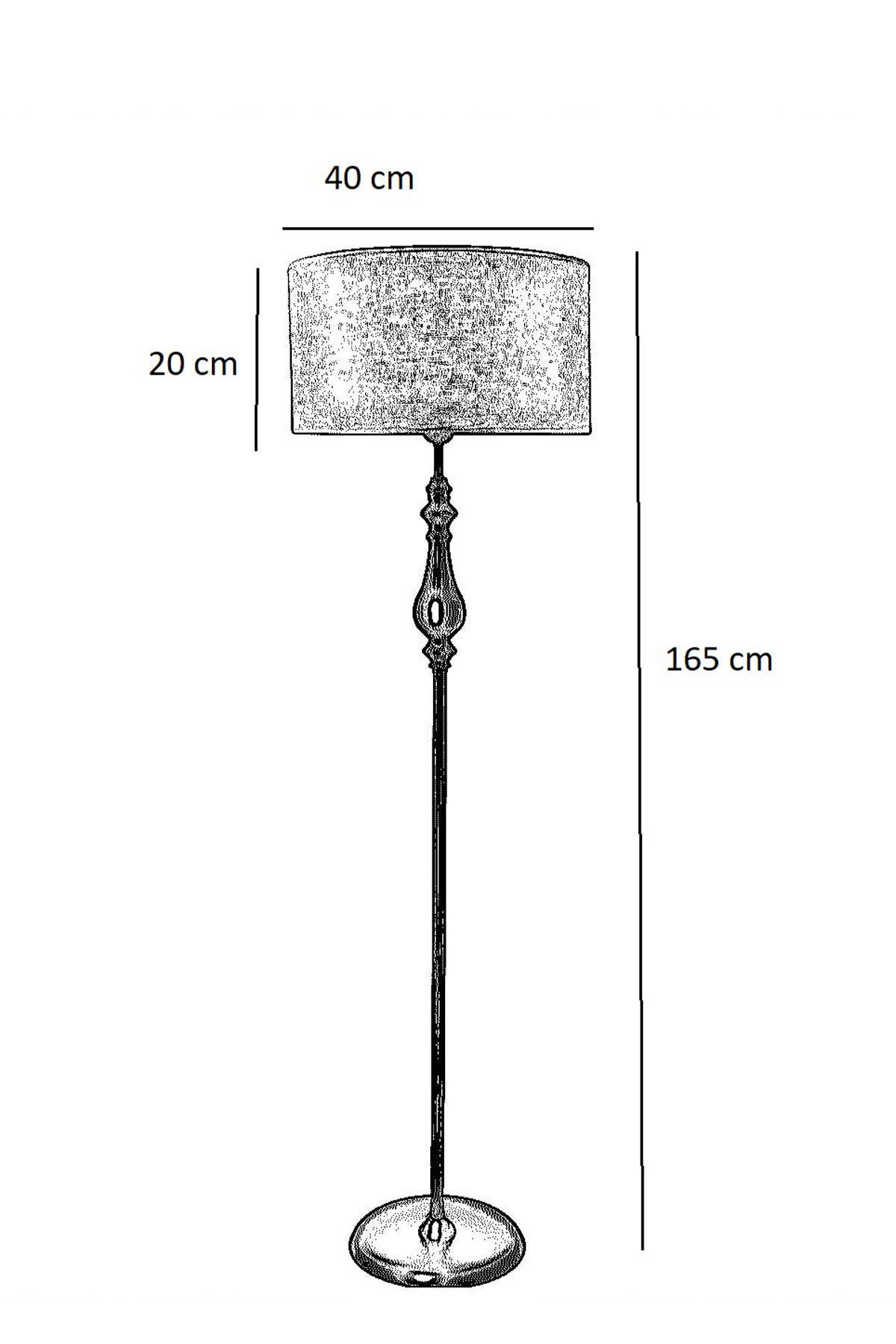Lampadaire Roma Black Metal - Gris en osier avec bande chromée