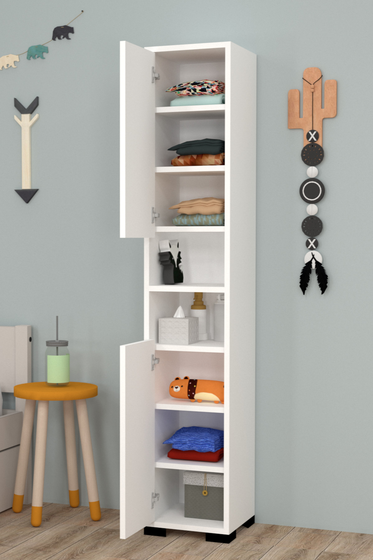 Armoire pour chambre d'adolescent Tokyo à 2 portes et 3 étagères