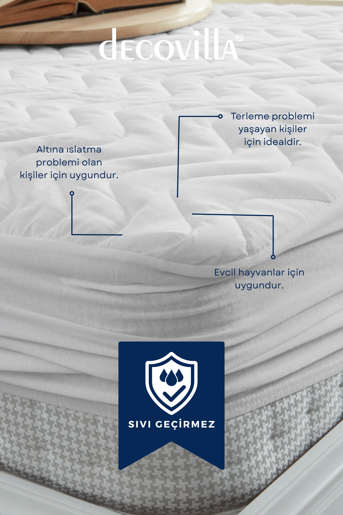 Protège-matelas matelassé ajusté avec bords complets, imperméable aux liquides, drap housse blanc
