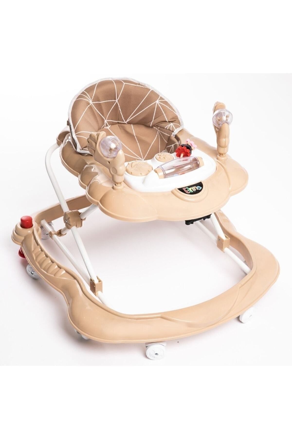 Trotteur pour bébé Spider marron de luxe avec jouets, musique et lumière à 3 niveaux avec siège